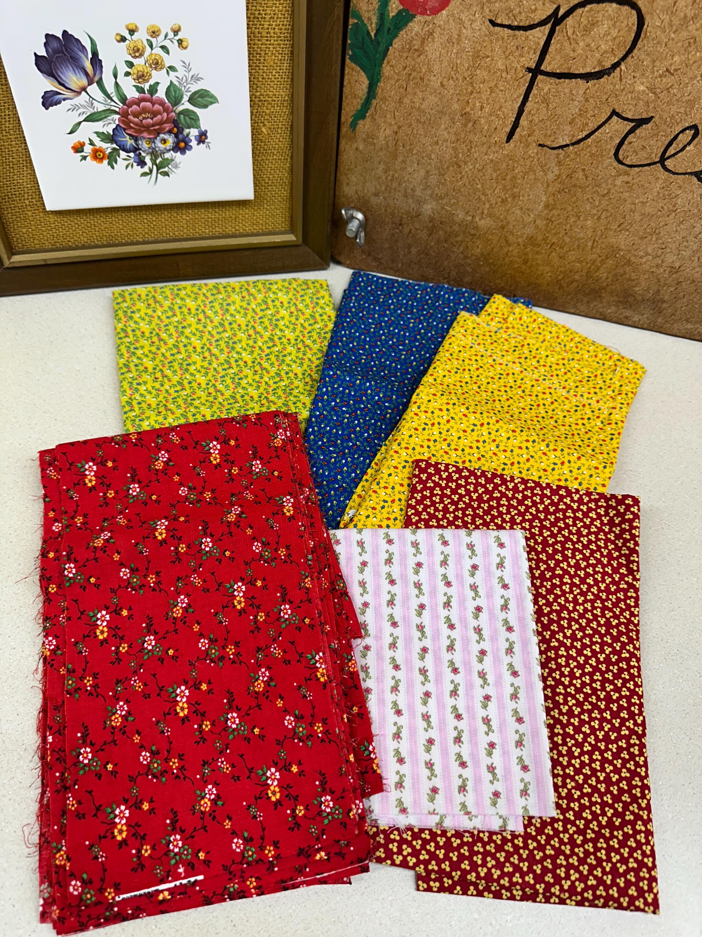 Vintage Floral Fabric Bundle: 6 Retro Sewing Craft Textiles