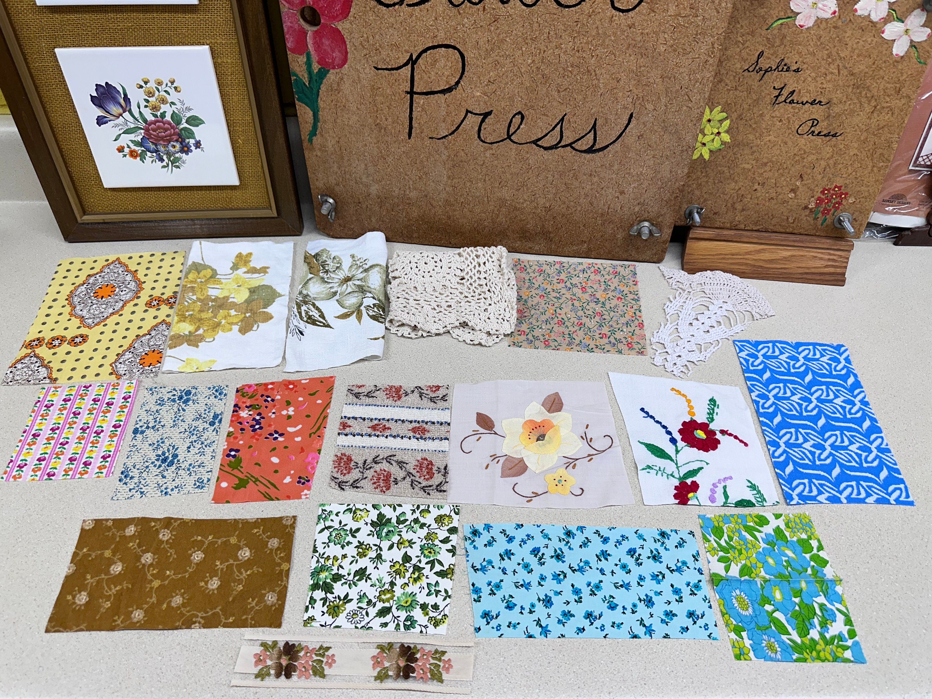 Vintage Fabric Scrap Bundle: 25+ Small Pieces for Crafts