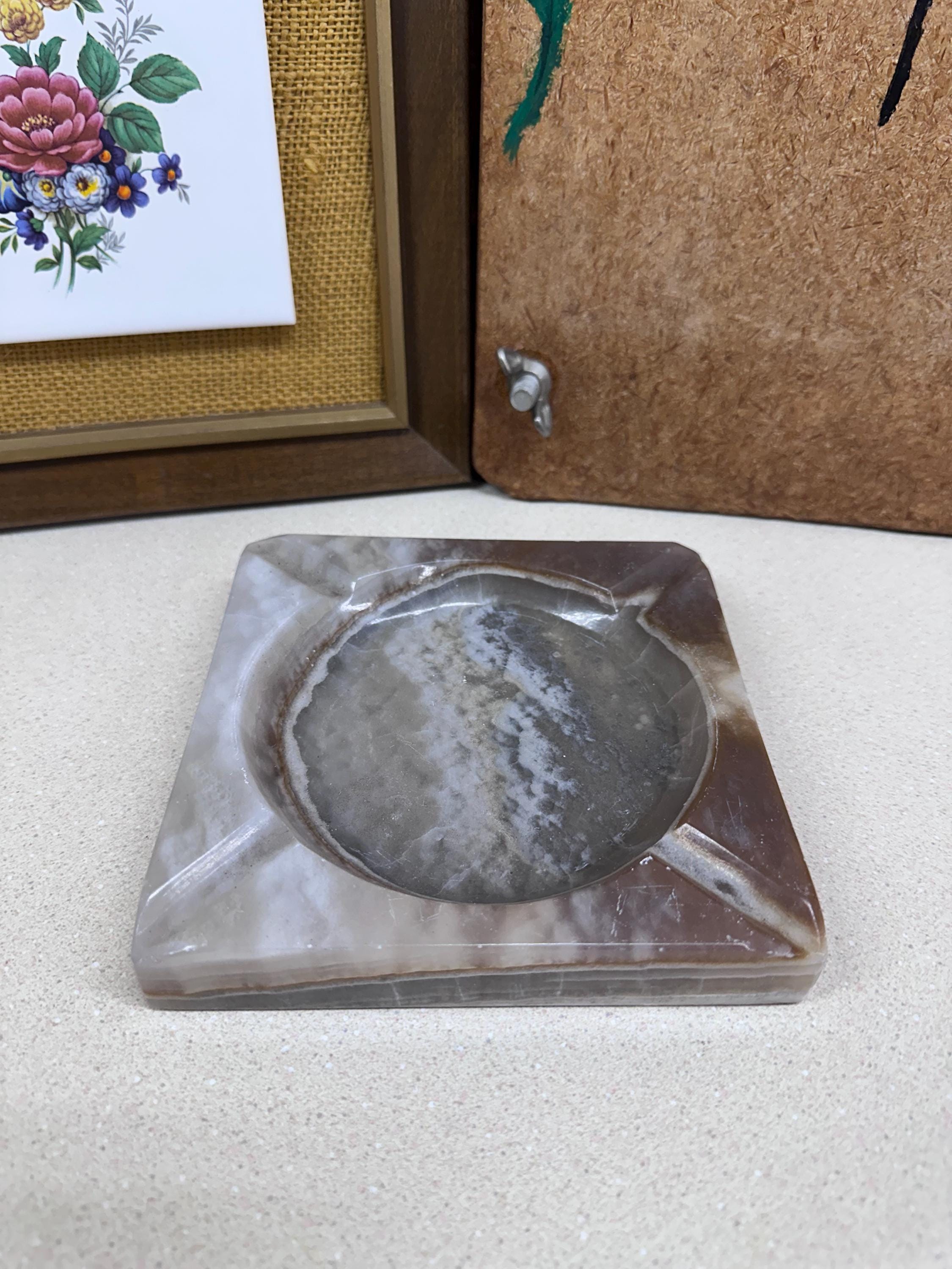 Vintage Ashtray Stone Slate Mid Century Wedding Decor Cigar Bar Special Occasions Trinket Dish USA Retro Home Decor