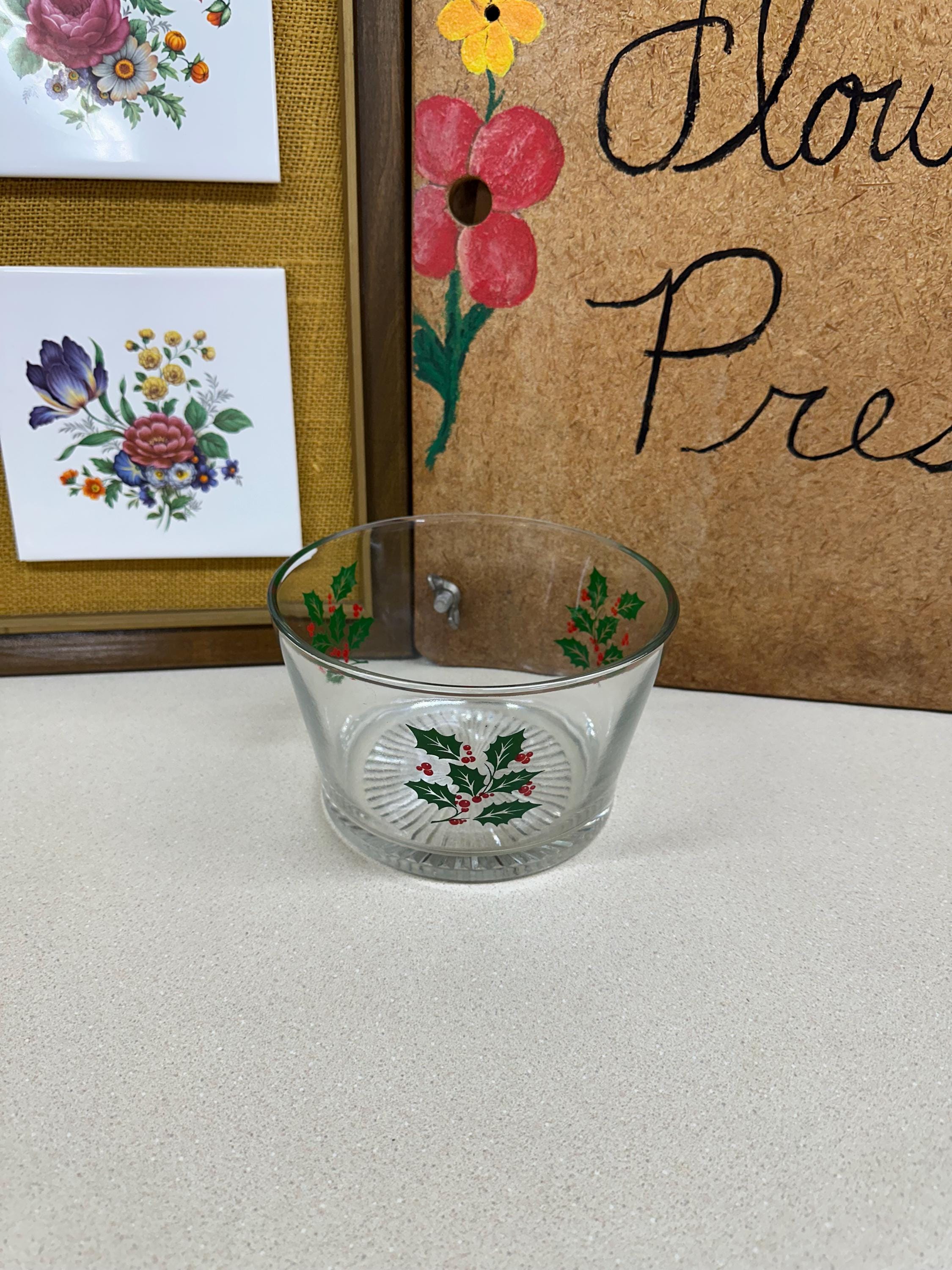 Vintage Ice Bucket Holly Berries Christmas Decor Holiday Decor Barware USA