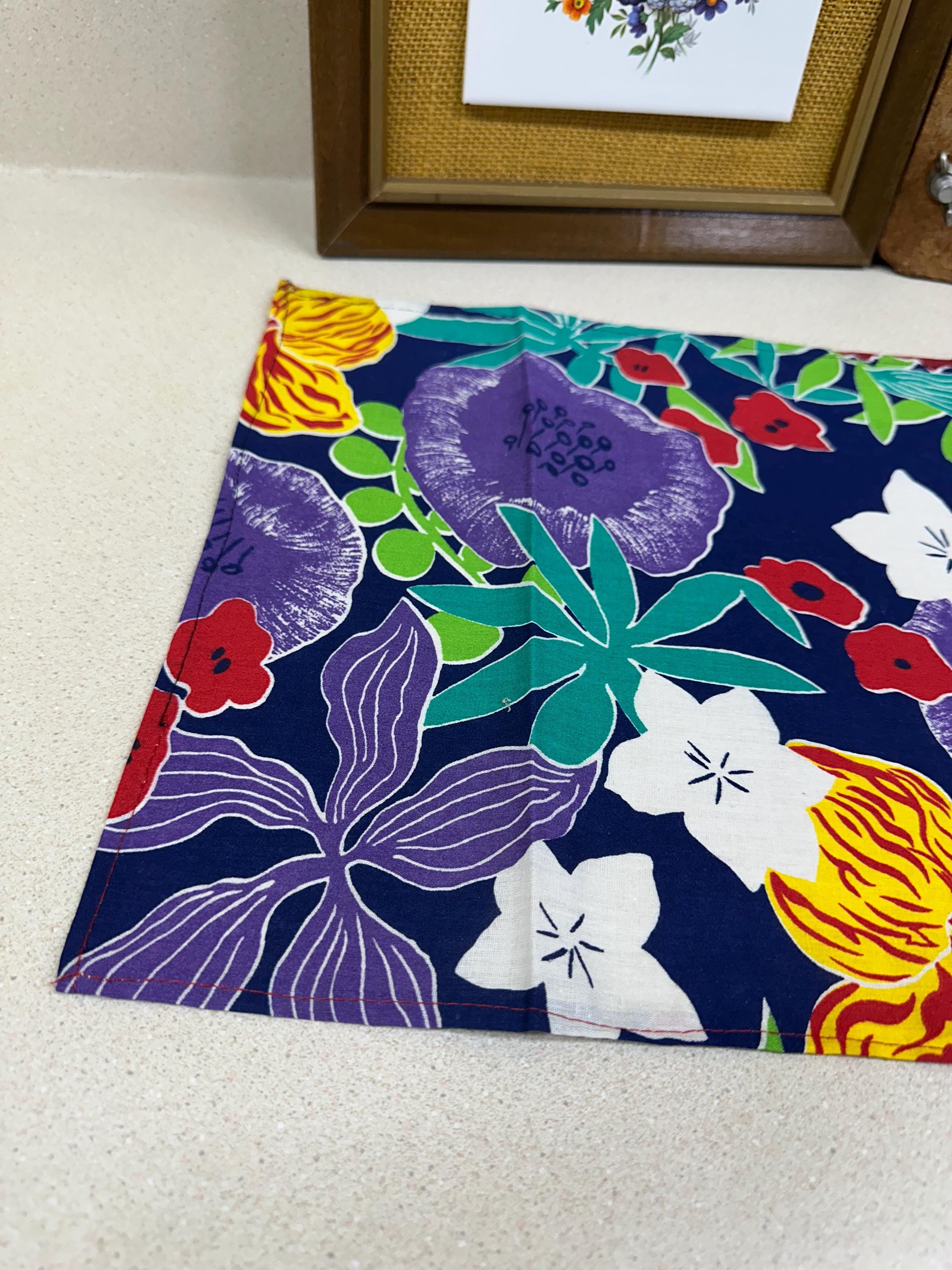 Vintage Floral Fabric Pieces: Retro Sewing Material, Unfinished Projects