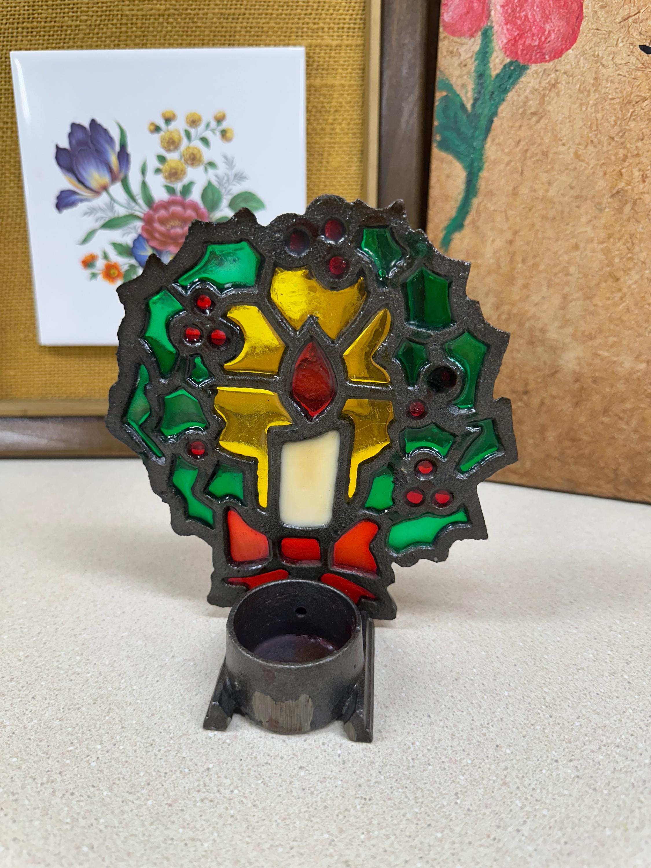 Vintage Poinsettia Candle Holder: Retro Christmas Tablescape Decor