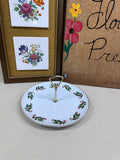 Vintage Christmas 1 Tier Serving Tray Platter Holly Berries Gold Japan