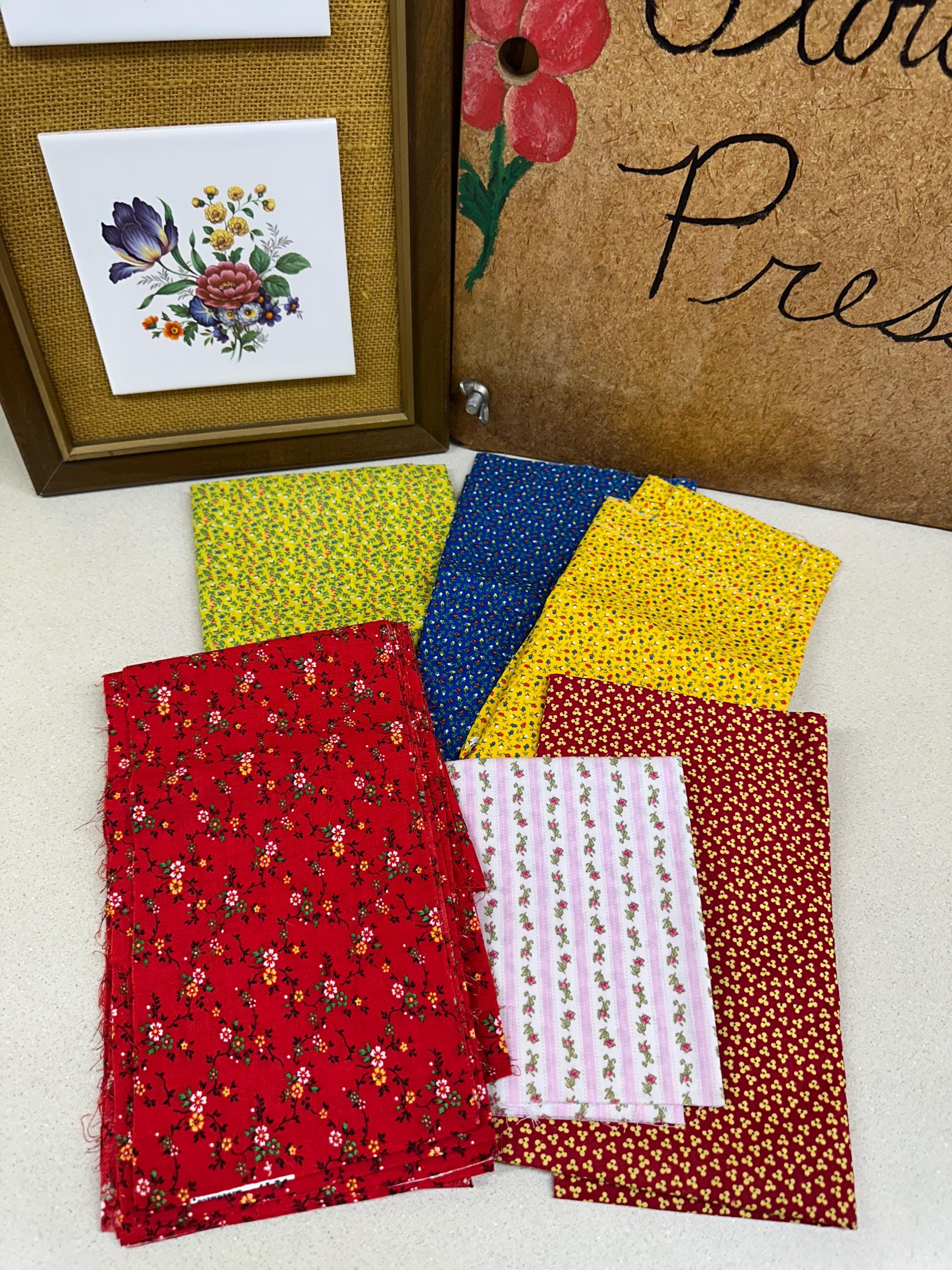 Vintage Floral Fabric Bundle: 6 Retro Sewing Craft Textiles