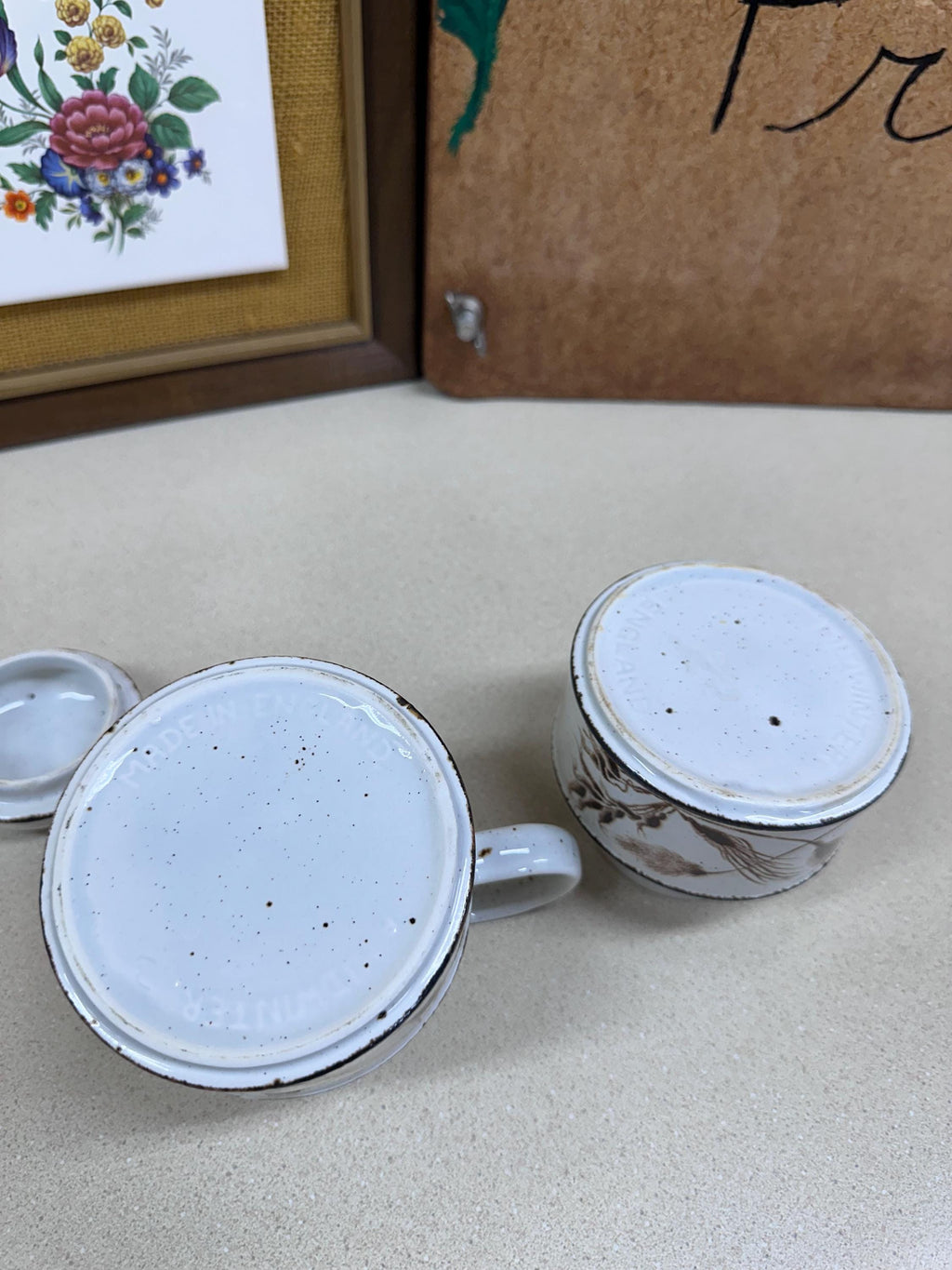 Vintage Creamer & Sugar Bowl Cream and Sugar Set of 2 Midwinter England Stoneware