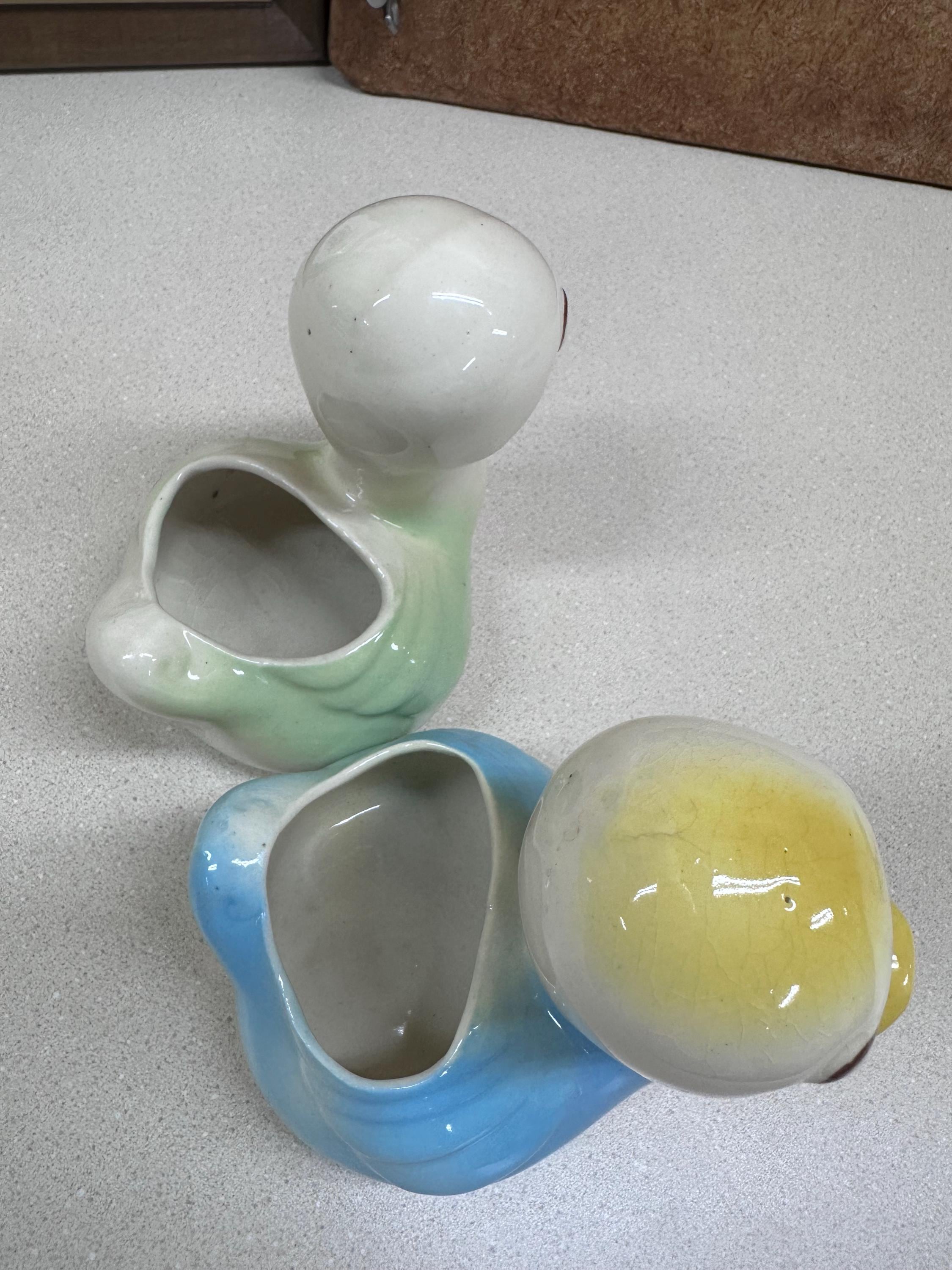 Vintage Planters Pots Ducks Set of 2 Plant Vessel USA Pottery