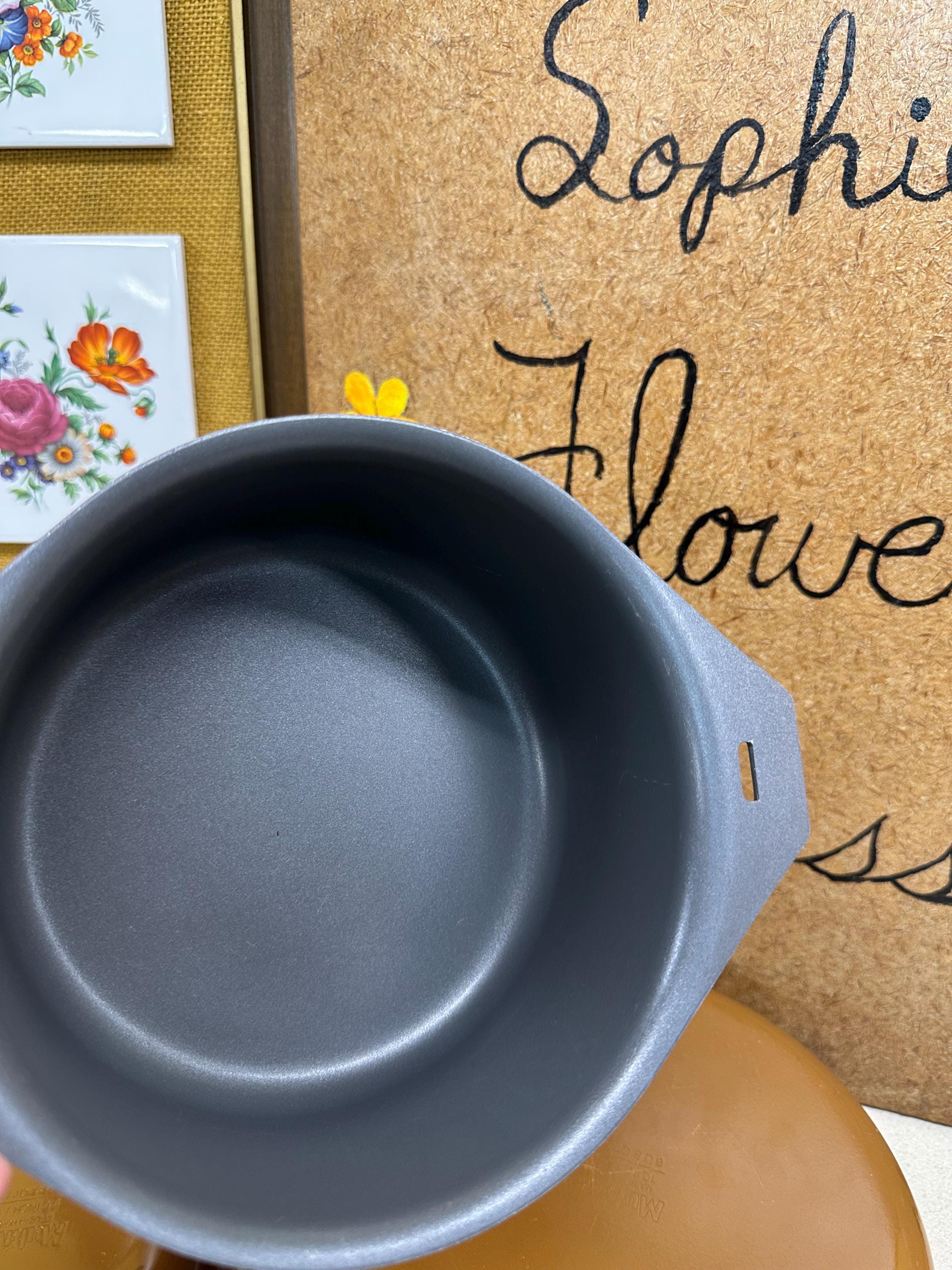 Vintage Wheat Enamel Nonstick Pots Cooking Pan Retro Kitchen Decor: Multiware Set of 3