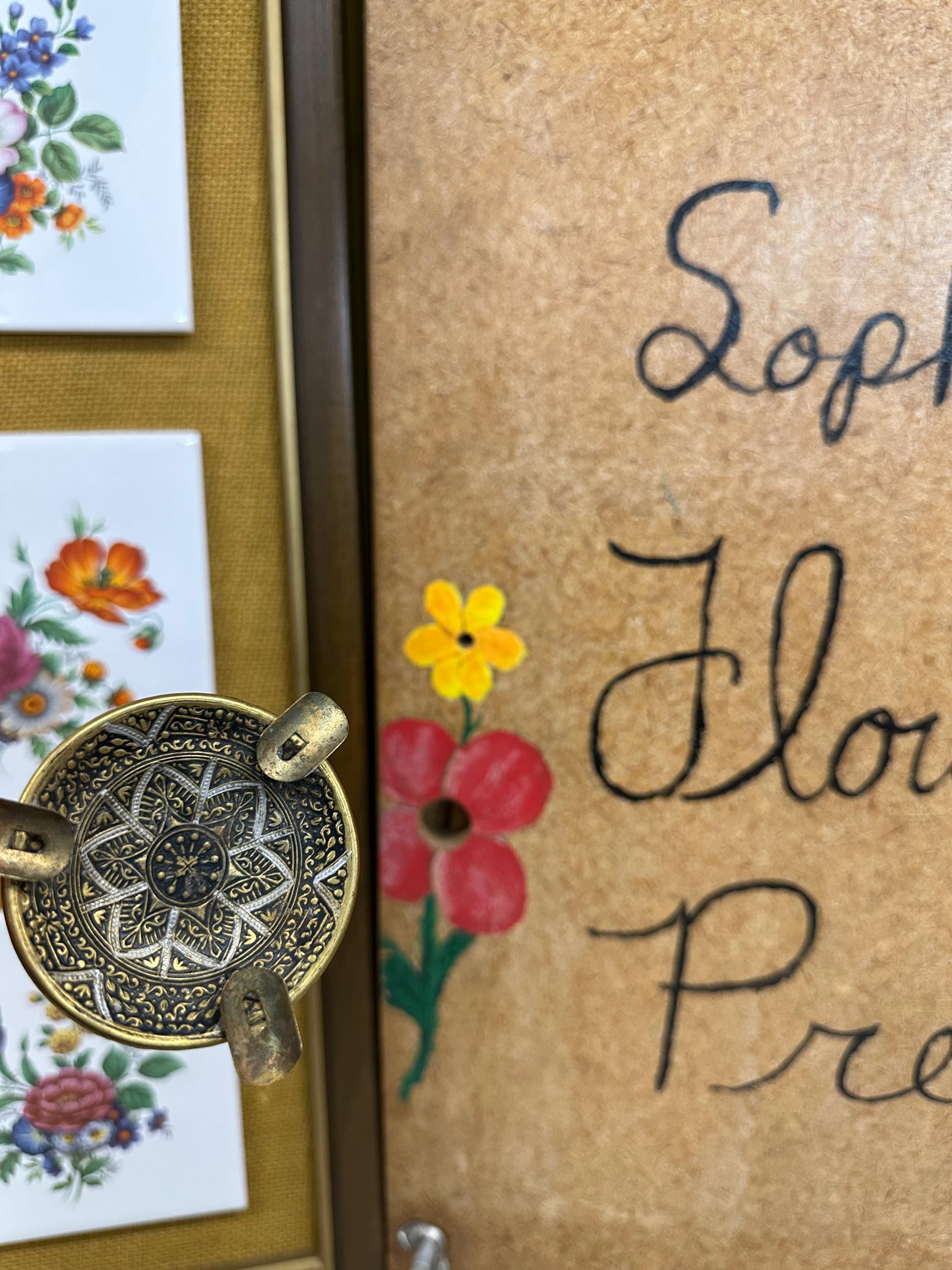 Vintage Ashtray Incense Burner Damascene Metal Gold Plate Special Occasions Trinket Dish