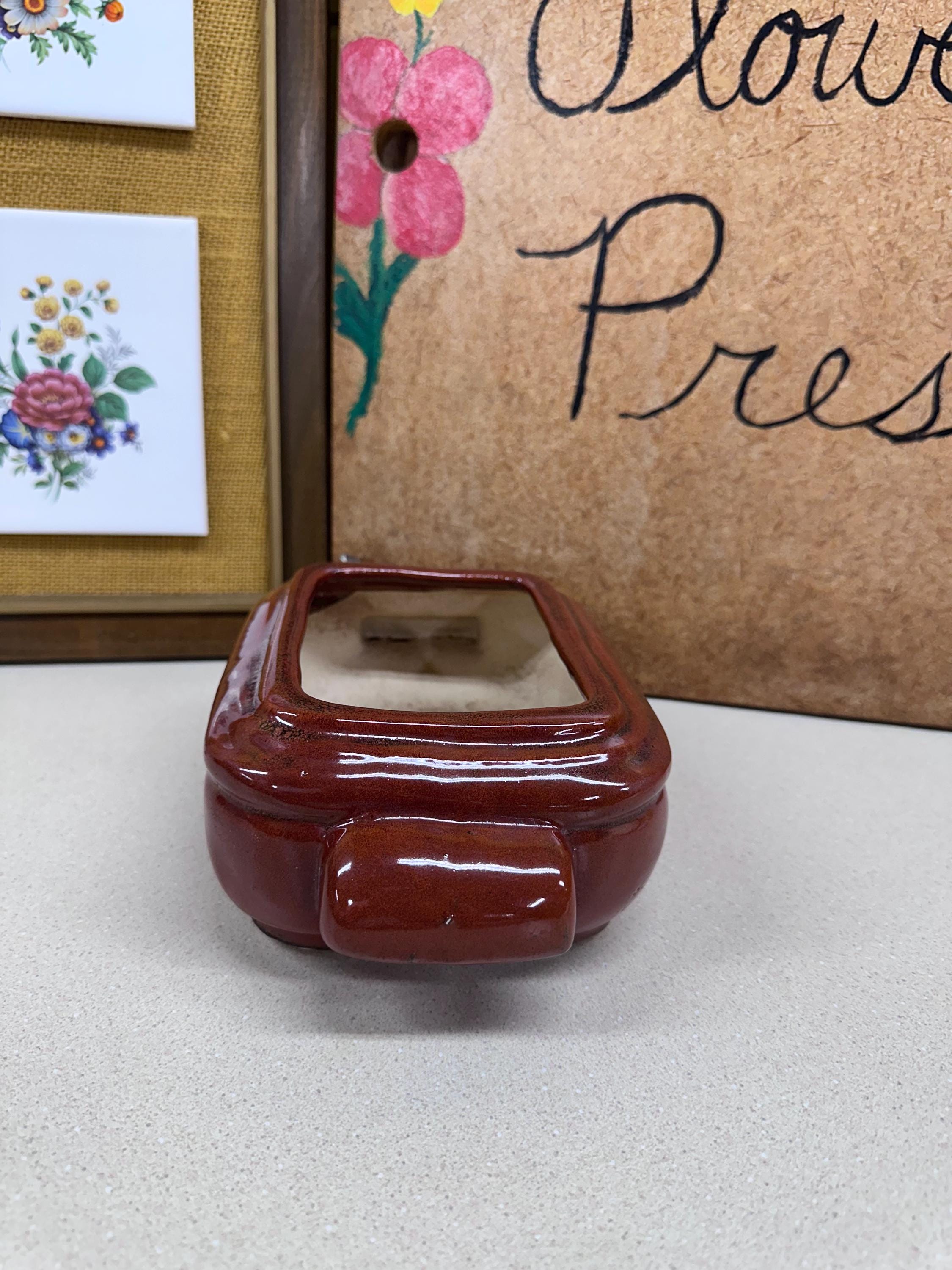 Vintage Planter Pot Succulents Plant Vessels Natural Dark Brownish Brick Red