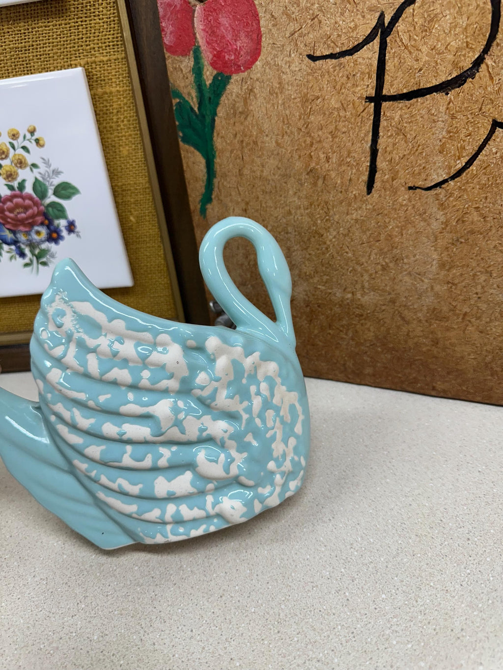 Vintage Swan Planters Pots Blue Light Blue Turquoise