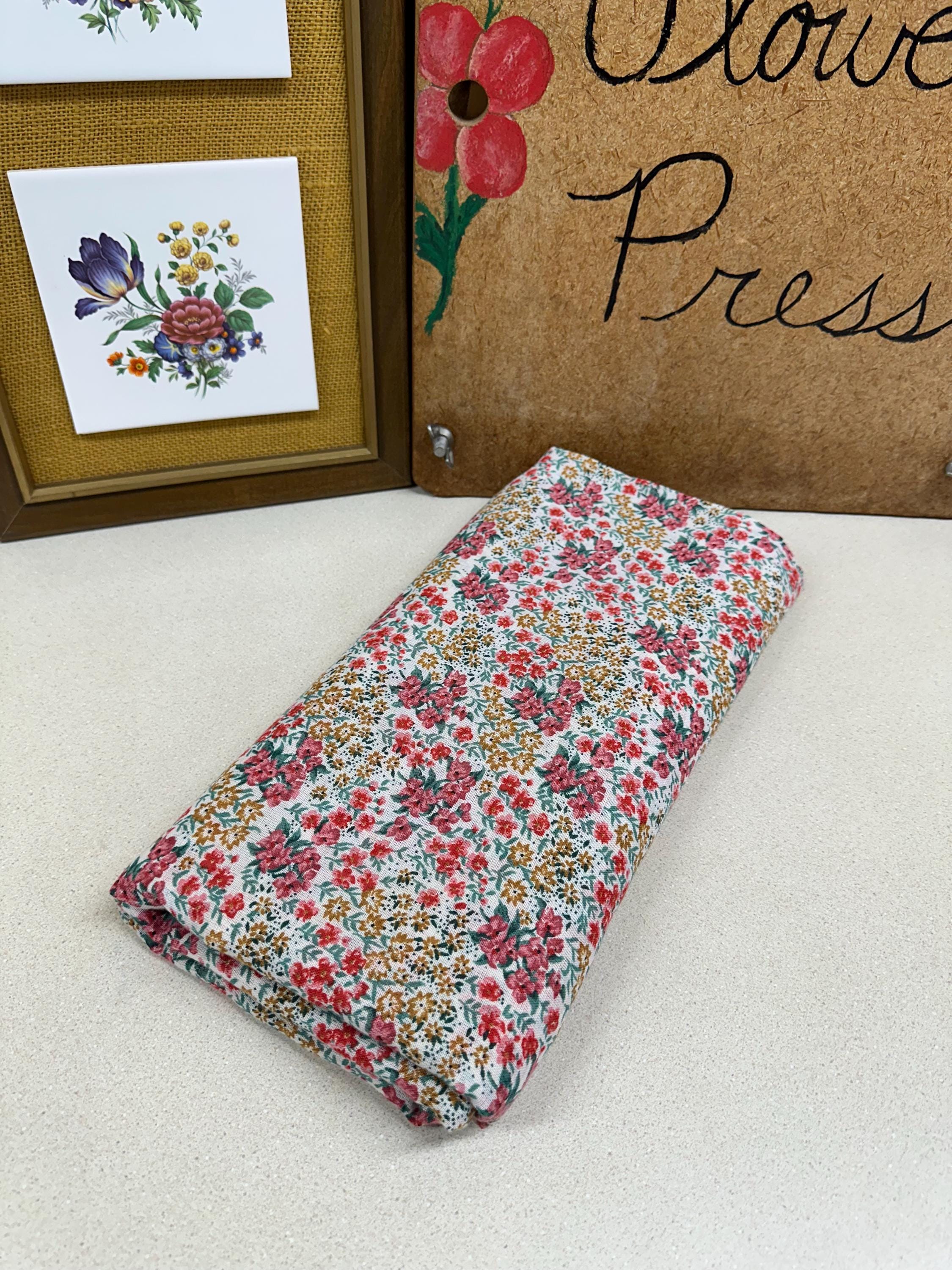 Vintage Fabric Material Textiles Floral Pink Green Brown 60 x 108 Inches