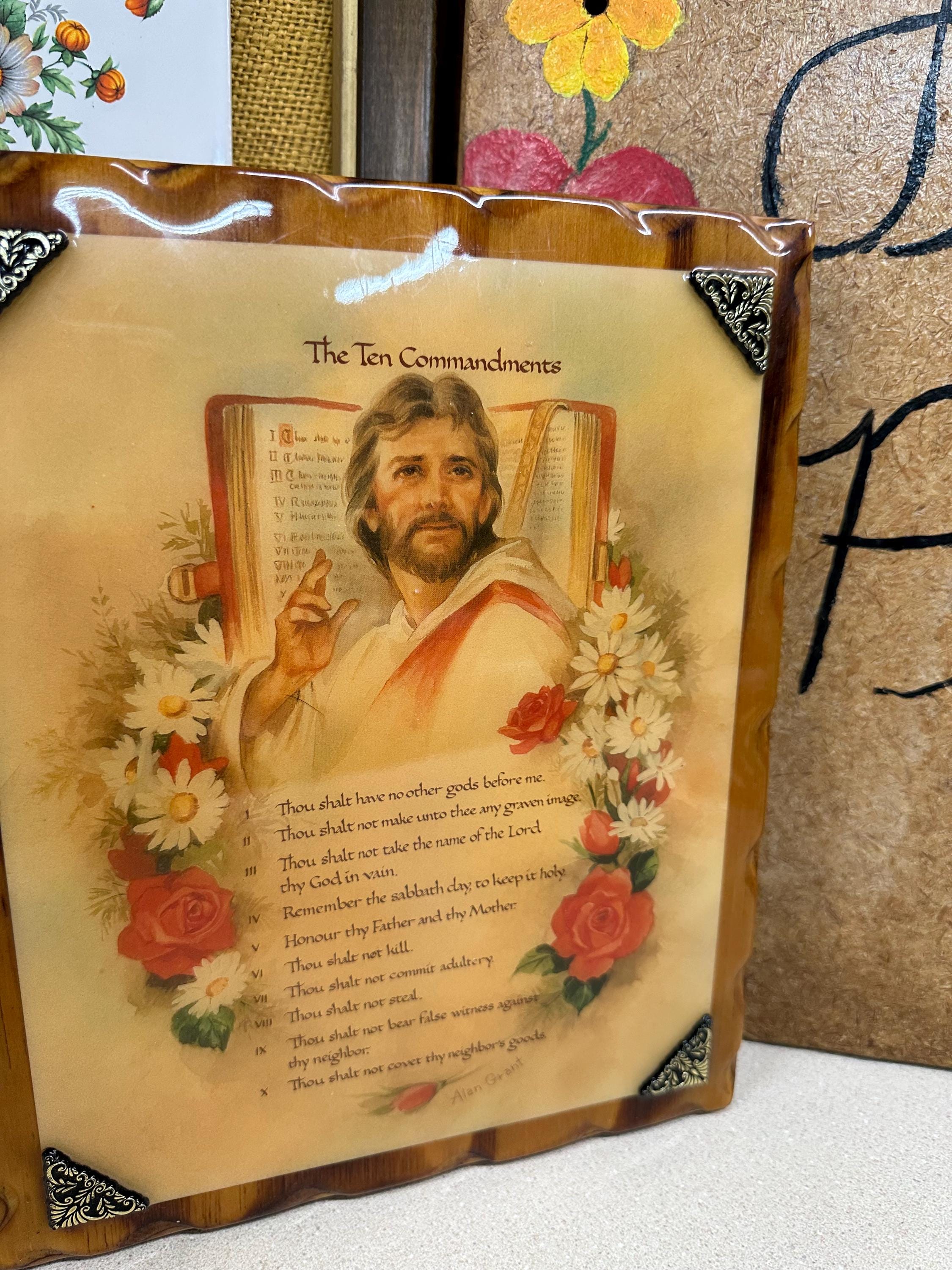 Vintage 10 Commandments Wood Wall Decor Wall Hanging: Religious Christian Decor