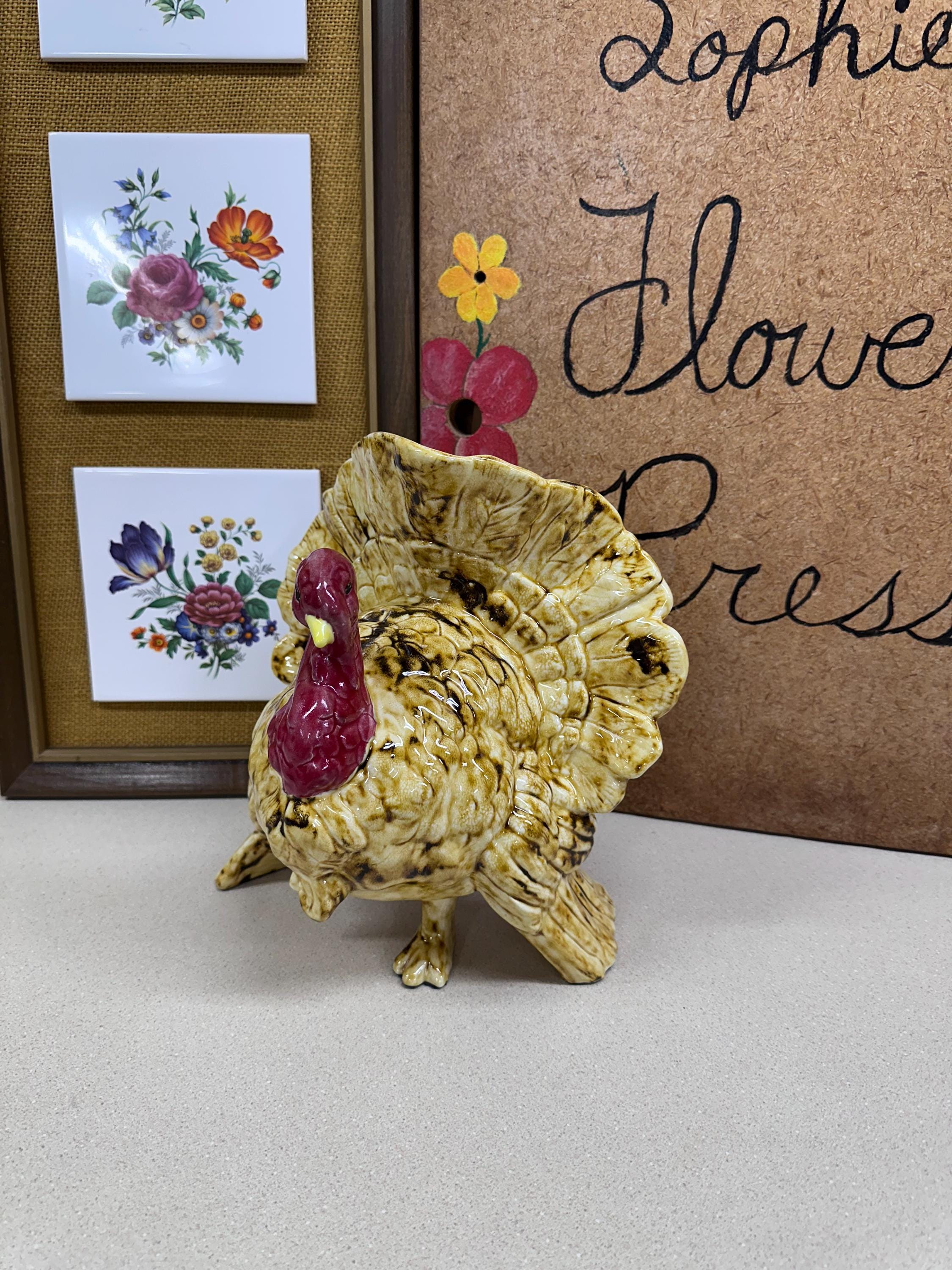 Vintage Turkey Planter Vase Floral Arrangement Retro Farmhouse Decor