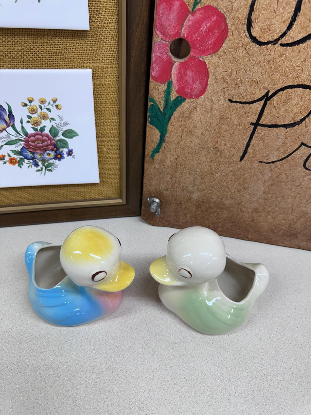Vintage Planters Pots Ducks Set of 2 Plant Vessel USA Pottery