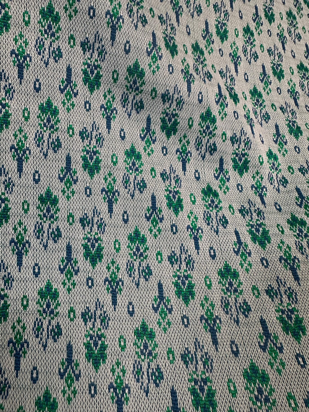 Vintage Fabric Material Vintage Textiles Blue Green Retro Design Stretchy