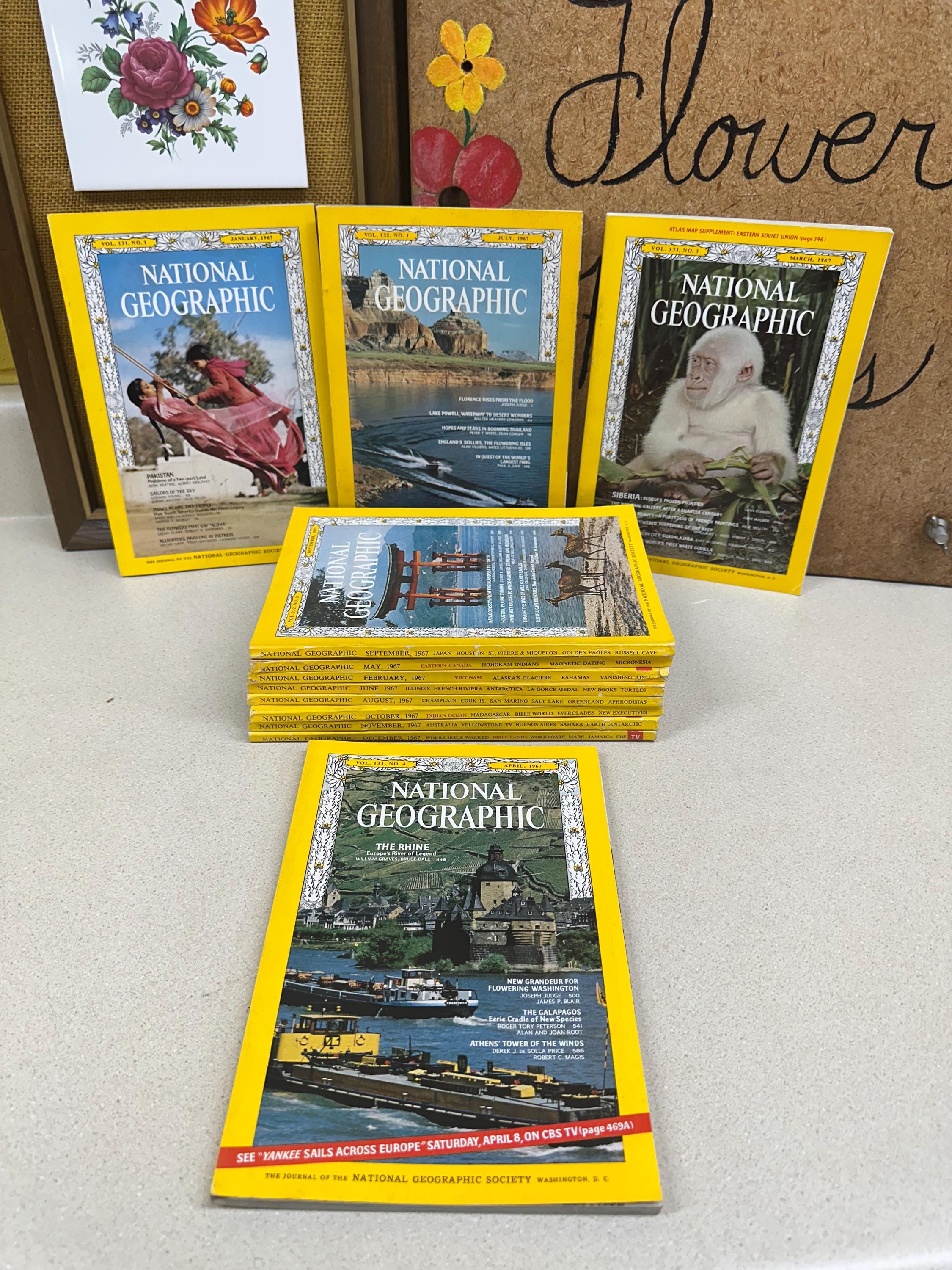 Vintage 1967 National Geographic Magazines Ads Pictures Advertisements January- December Included Nat Geo 1960's