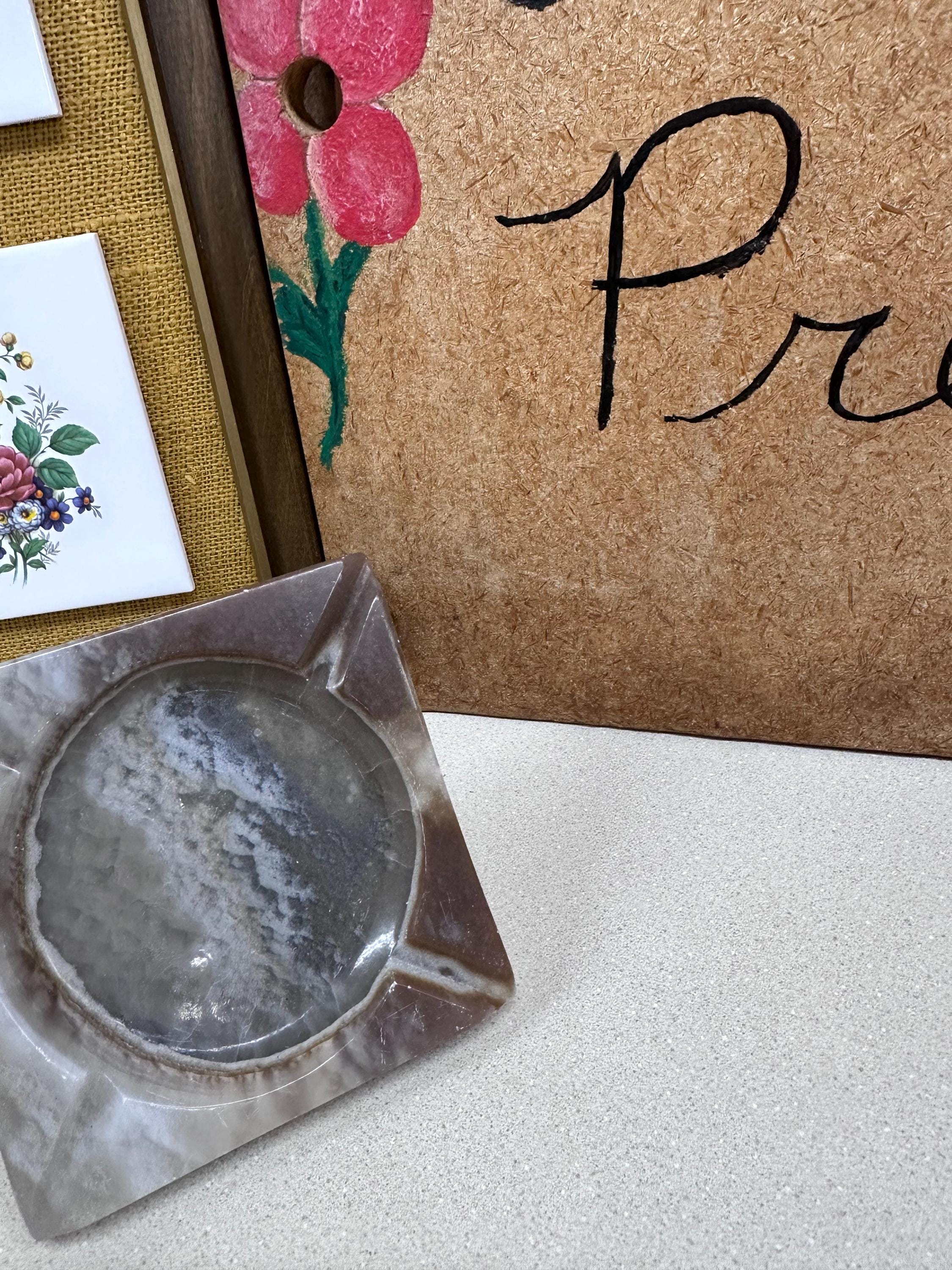 Vintage Ashtray Stone Slate Mid Century Wedding Decor Cigar Bar Special Occasions Trinket Dish USA Retro Home Decor