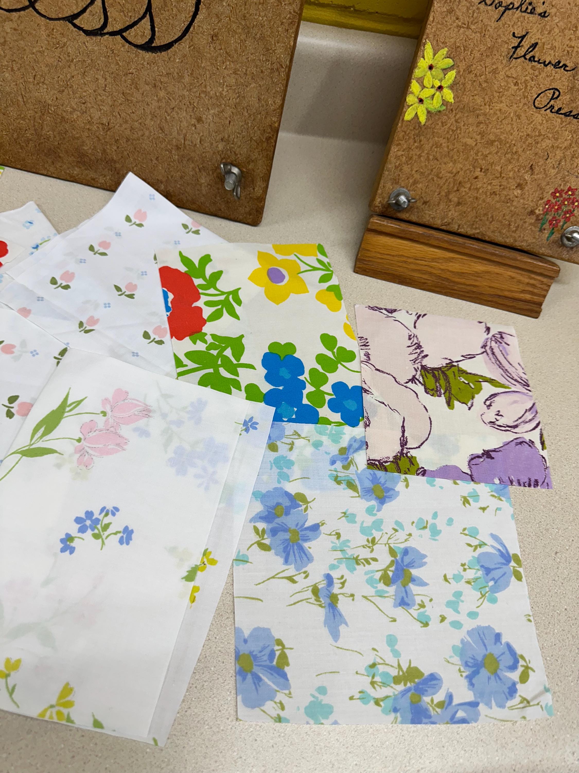 Vintage Fabric Scrap Bundle: Muslin & Percale Pieces for Crafts