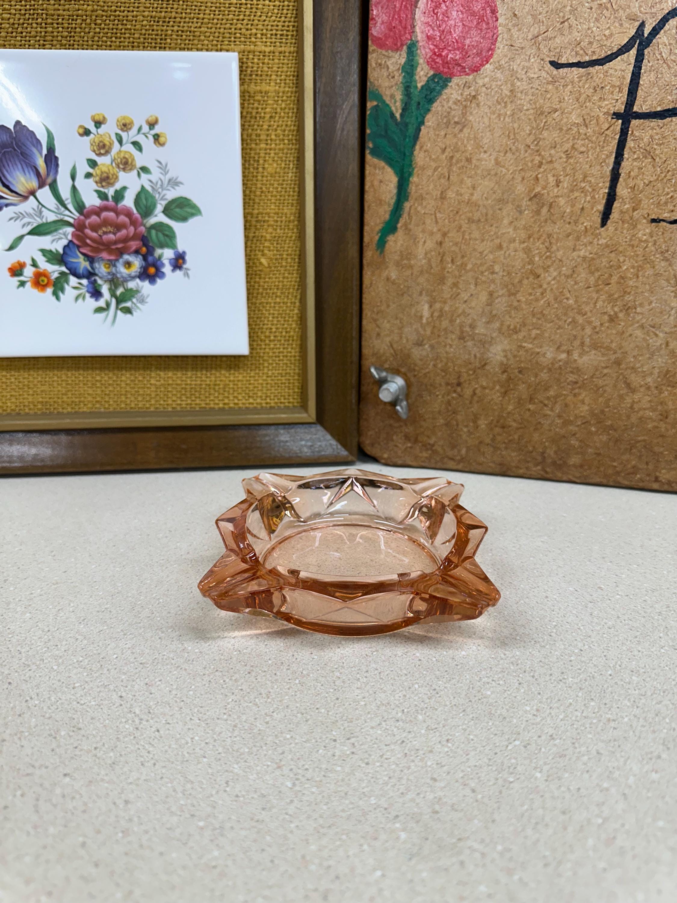 Vintage Ashtray Rose Pink Glass USA Retro Home Decor