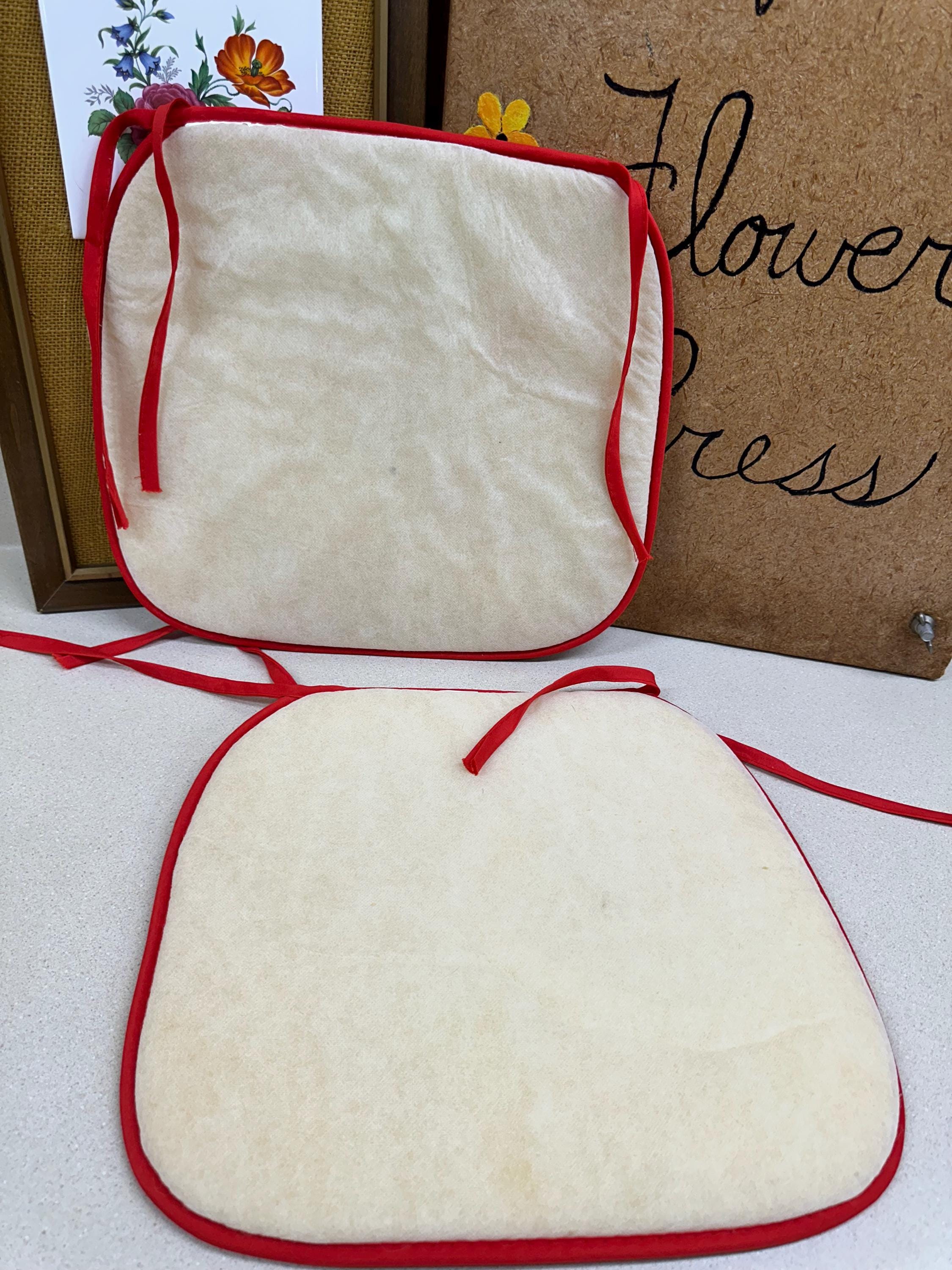 Vintage Seat Cushions Seat Pads Chair Covers Christmas Holiday Decor Poinsettia Set of 2