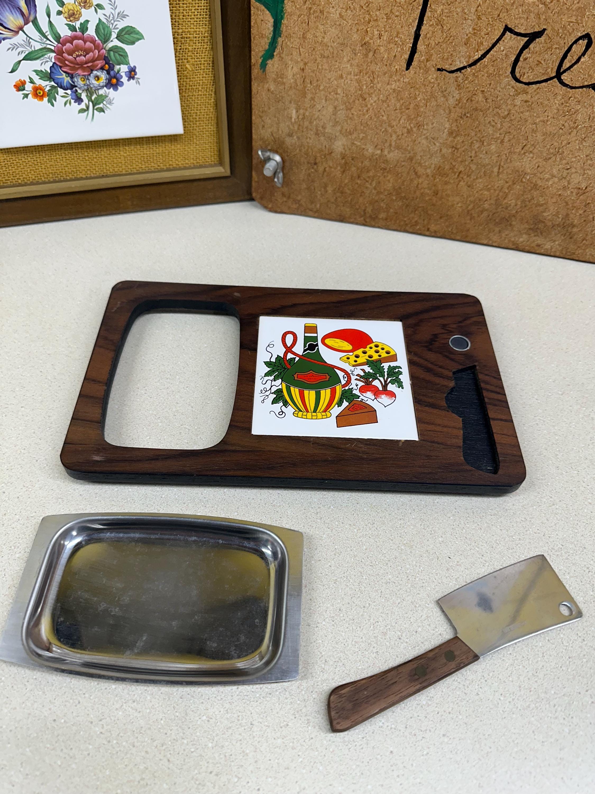 Vintage Wooden Trivet Cheese & Crackers Board Serving Tray Retro Kitchen Decor Charcuterie Board Japan