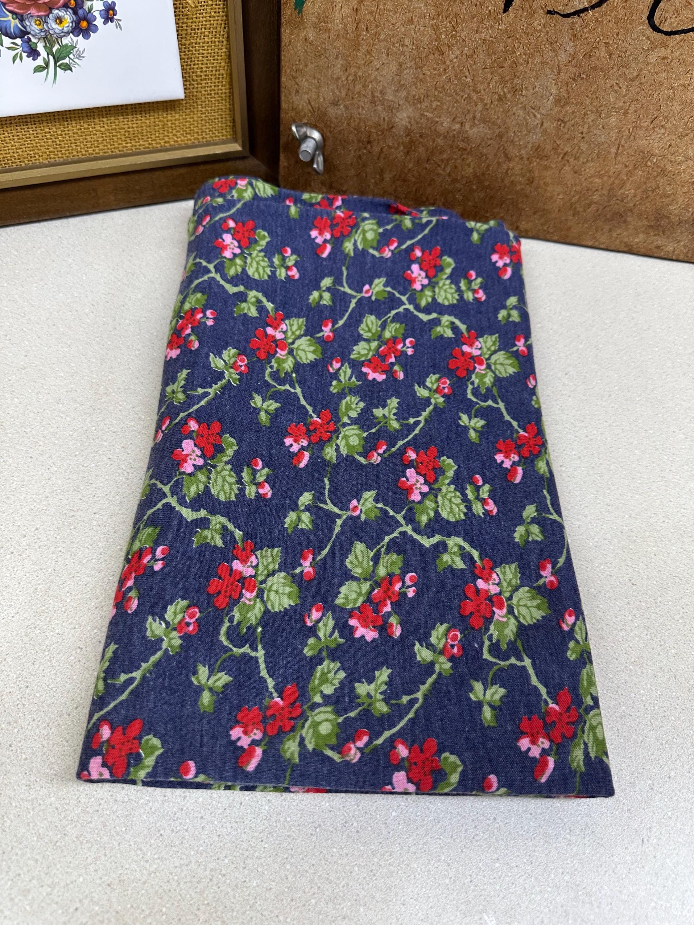 Vintage Fabric Material Vintage Textiles Blue Pink Red Green Retro Floral Design Stretchy