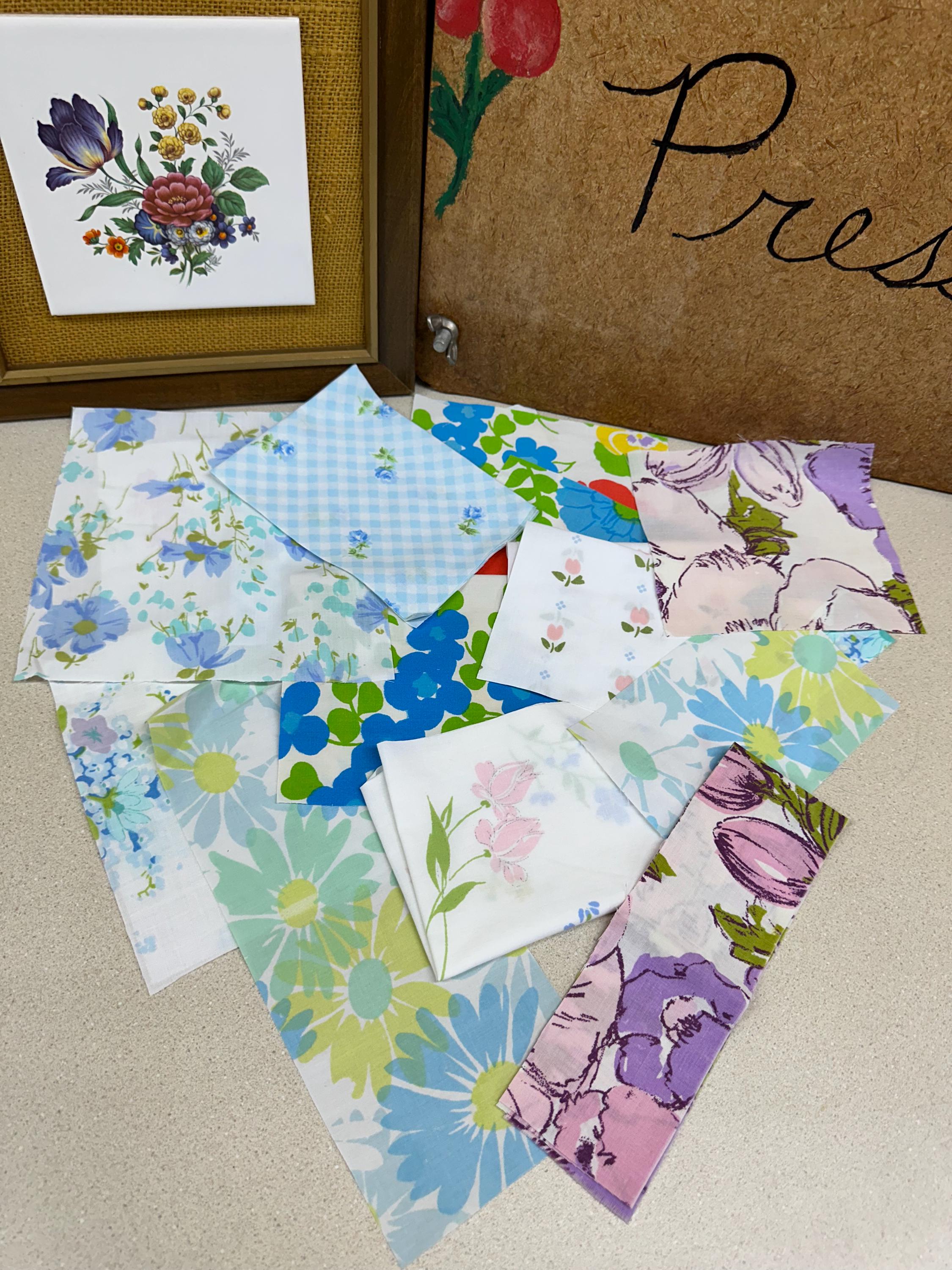 Vintage Fabric Scrap Bundle: Muslin & Percale Pieces for Crafts