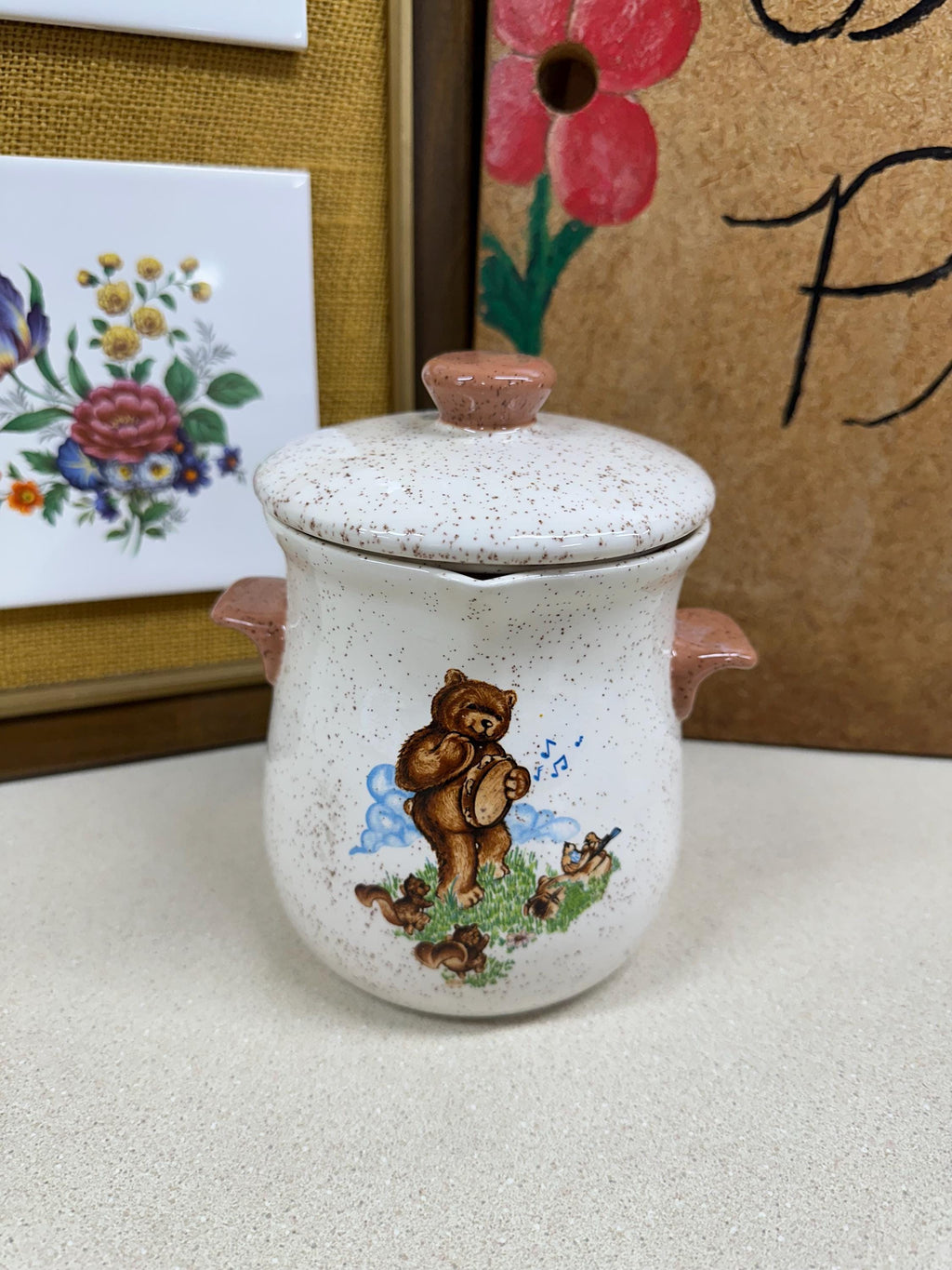 Vintage Pot with Lid and Strainer Bear Rainbow Unique Vintage