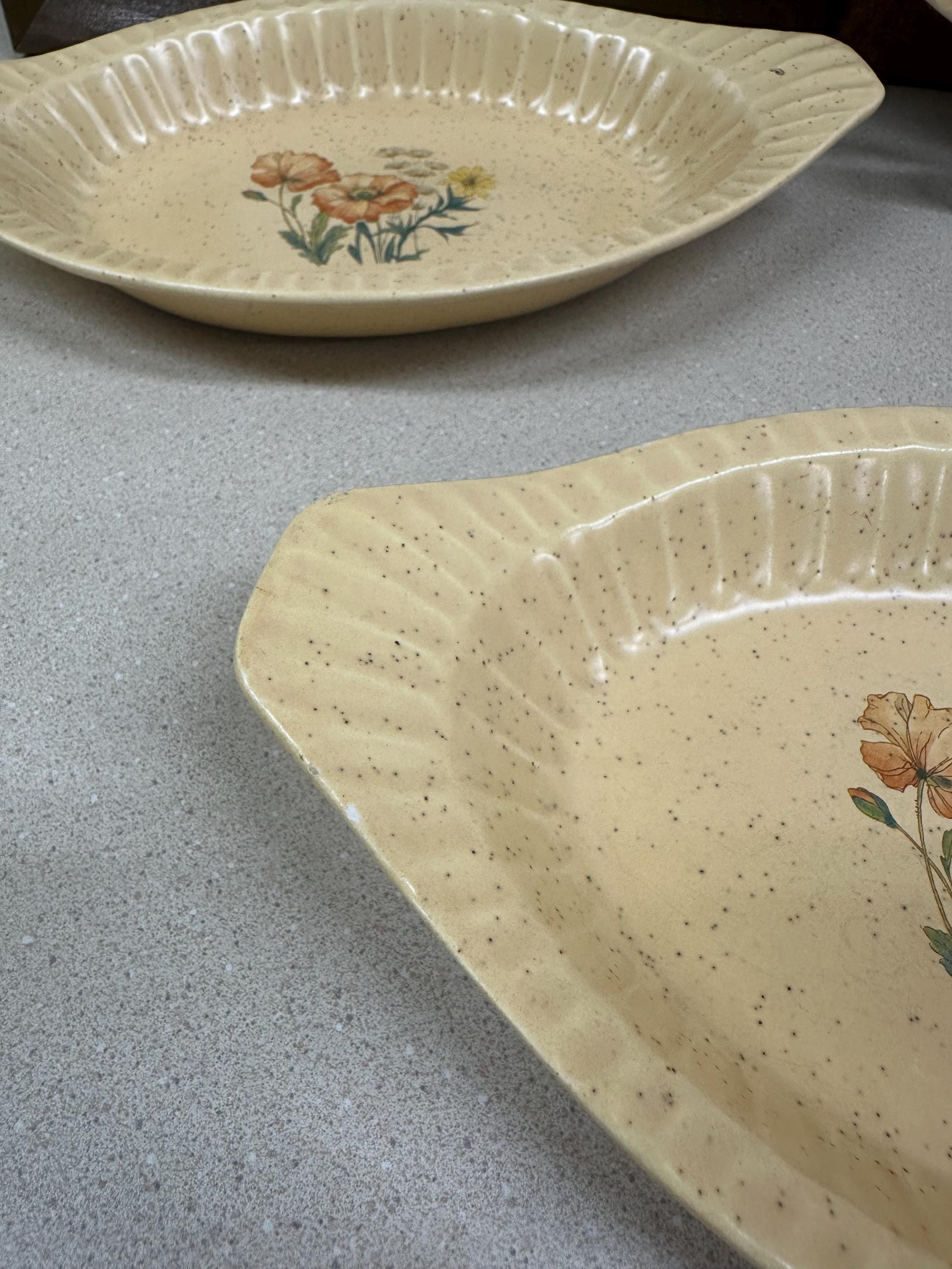 Vintage Treasure Craft Au Gratin Dishes: Floral Kitchen Decor, Set of 4