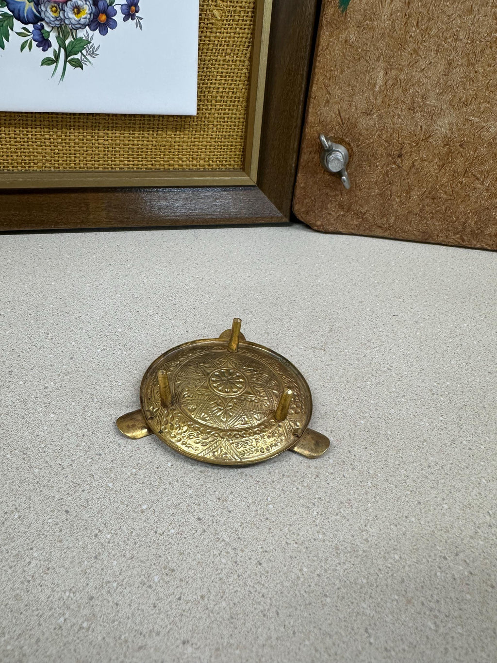 Vintage Ashtray Incense Burner Damascene Metal Gold Plate Special Occasions Trinket Dish