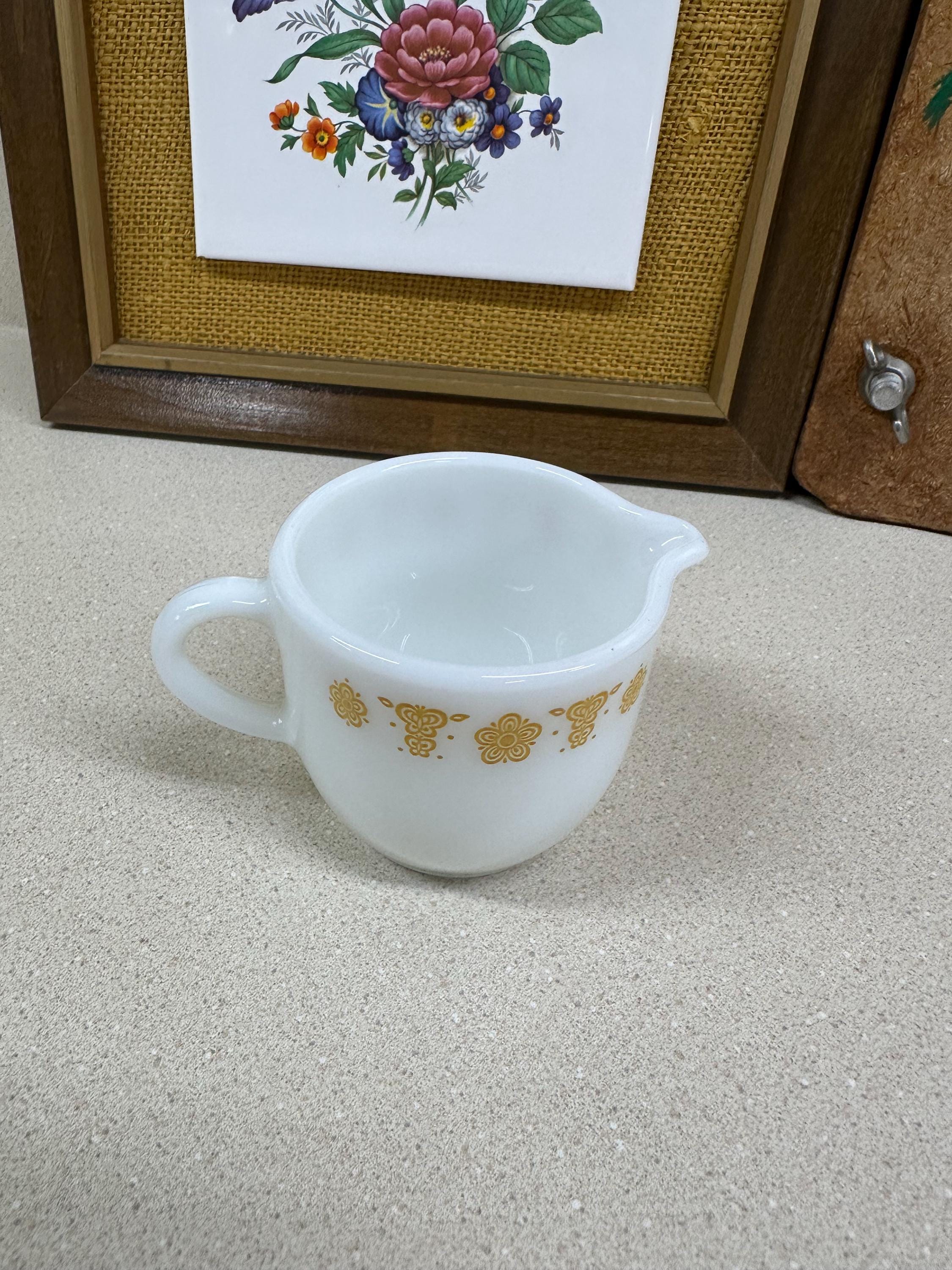 Vintage Pyrex Butterfly Gold Creamer: USA Fall Kitchen Decor