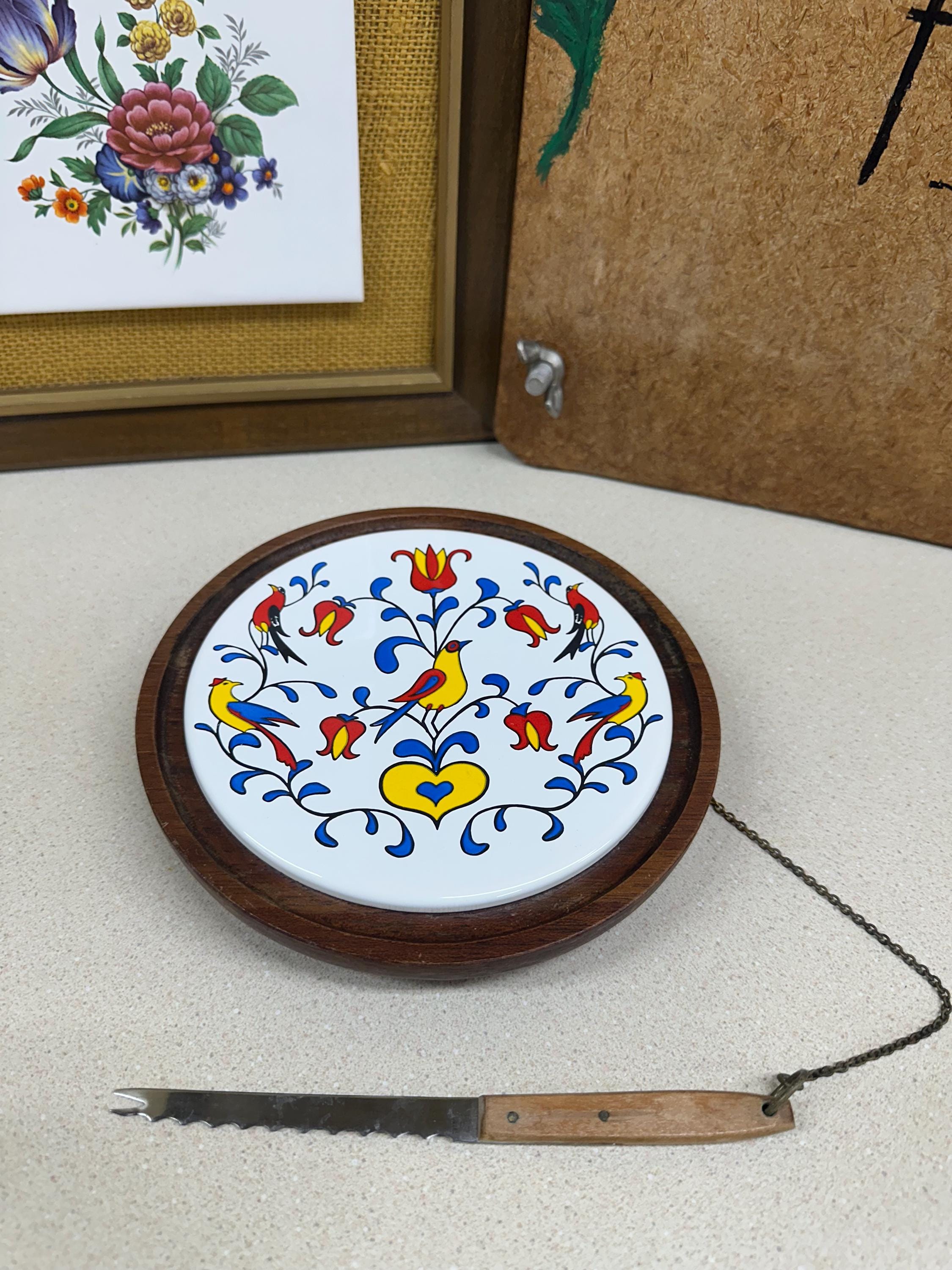 Vintage Trivet Charcuterie Board with Knife Cheese & Crackers