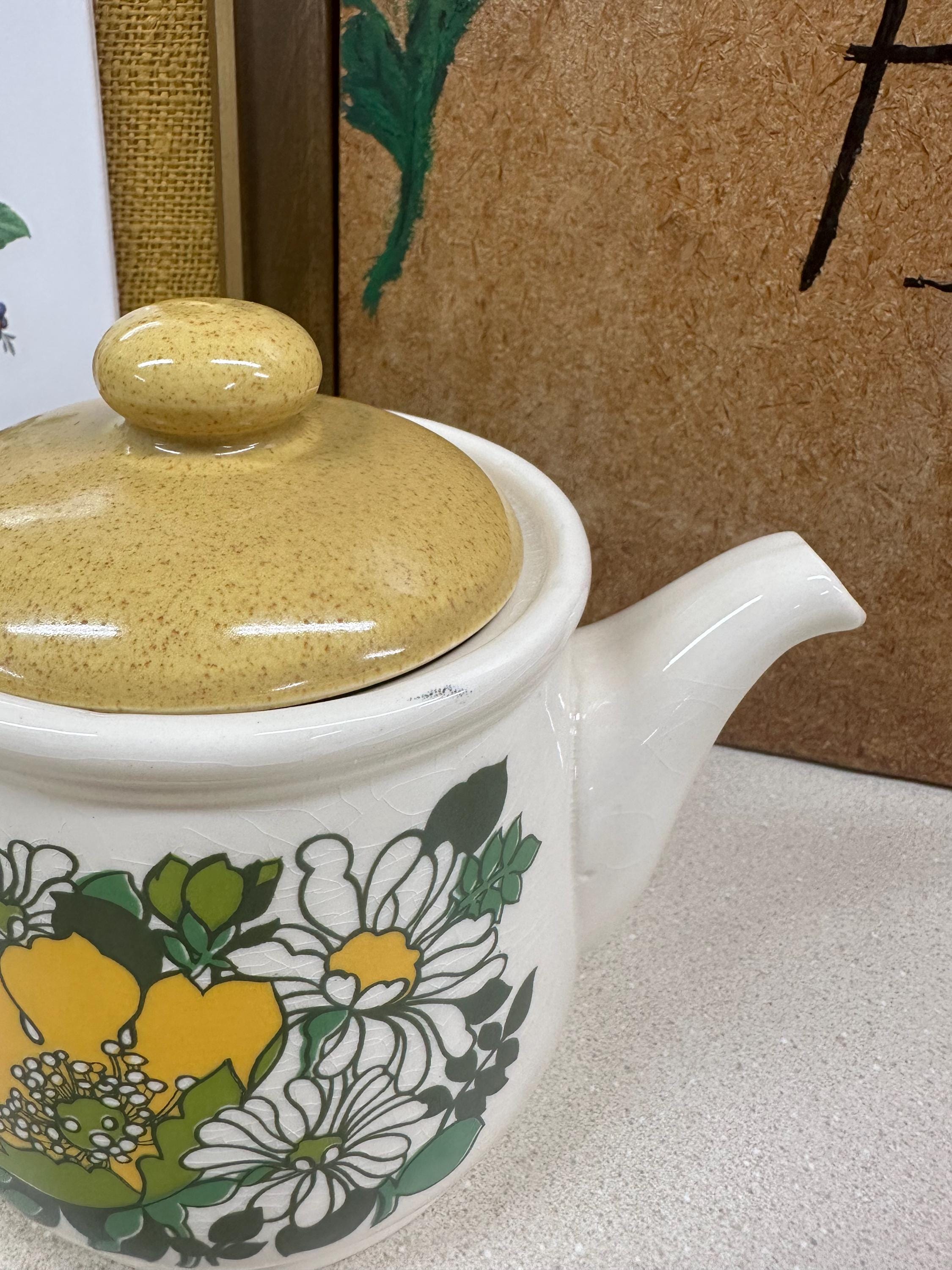 Vintage Sadler Teapot: Staffordshire England Yellow Floral Kettle