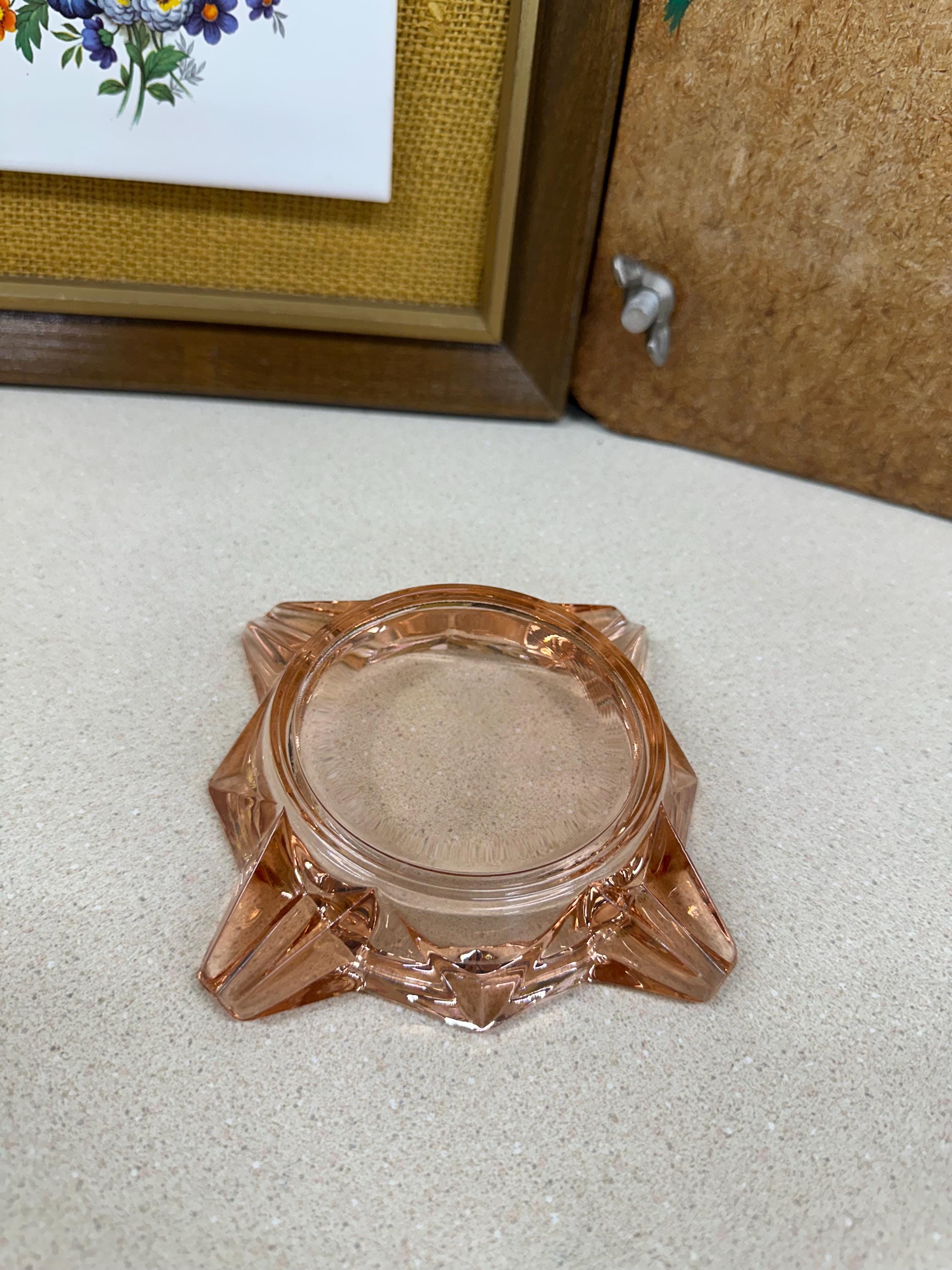 Vintage Ashtray Rose Pink Glass USA Retro Home Decor