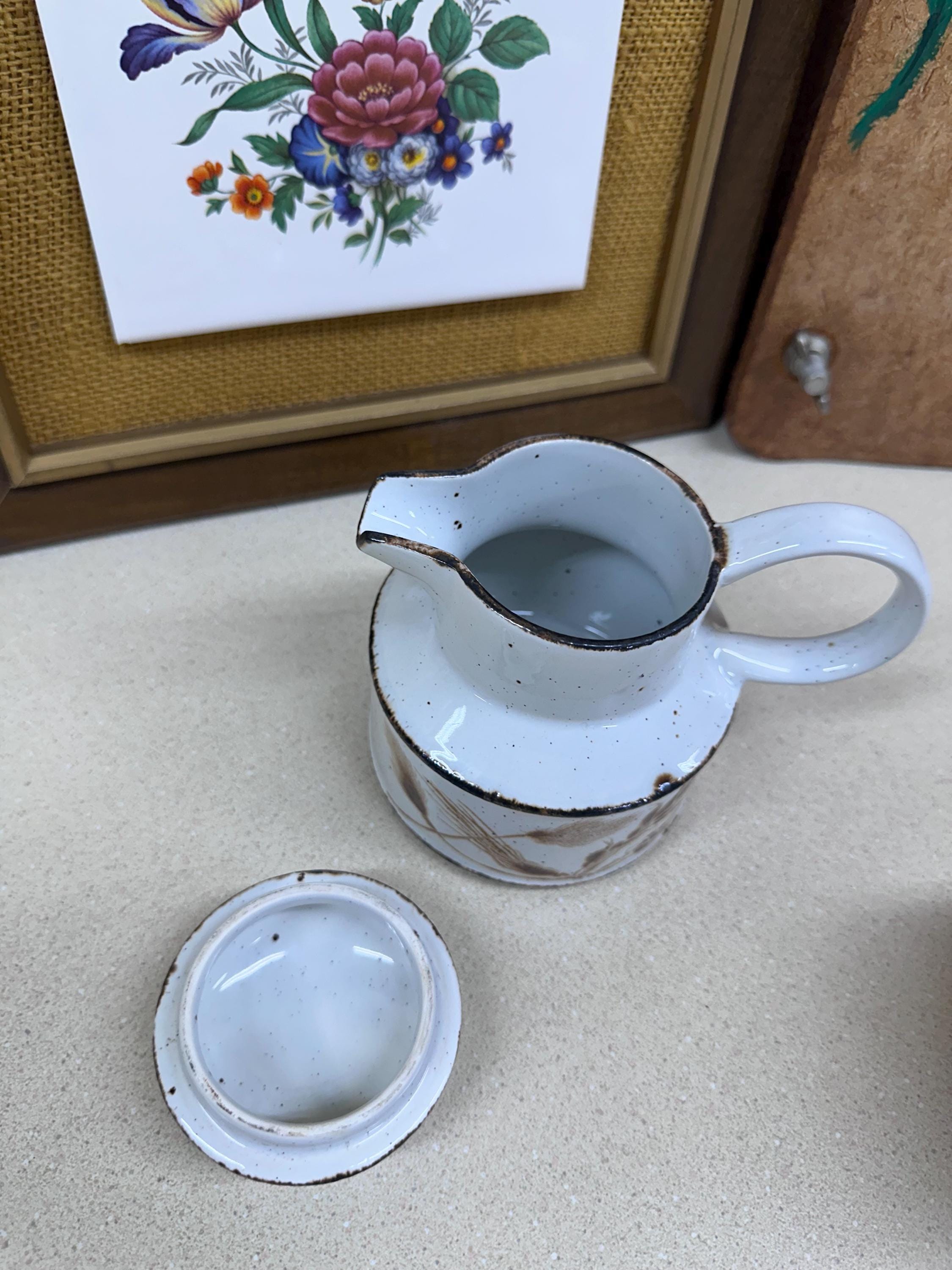 Vintage Creamer & Sugar Bowl Cream and Sugar Set of 2 Midwinter England Stoneware