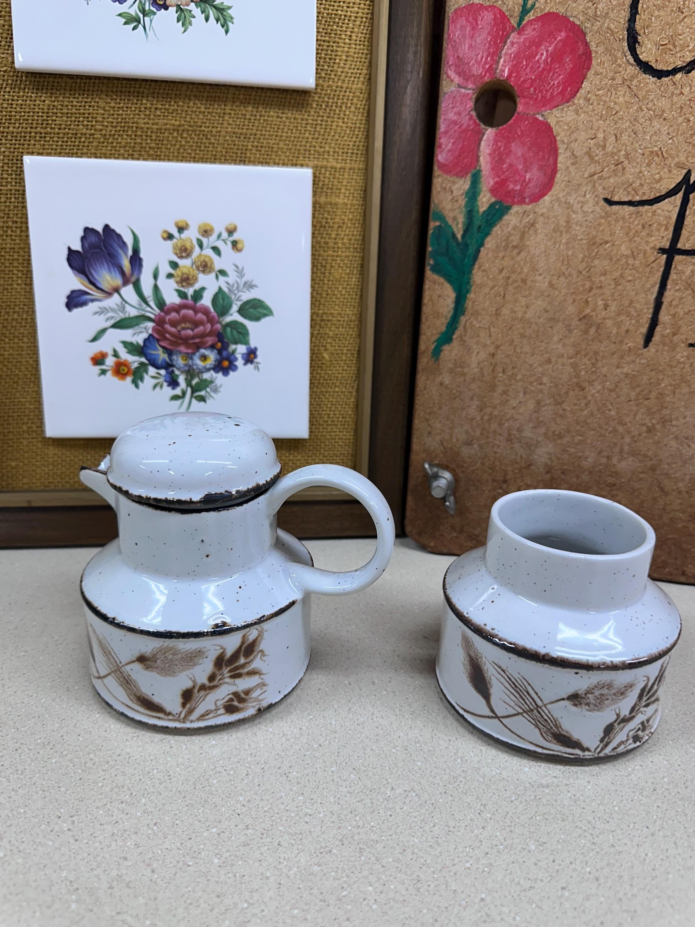 Vintage Creamer & Sugar Bowl Cream and Sugar Set of 2 Midwinter England Stoneware
