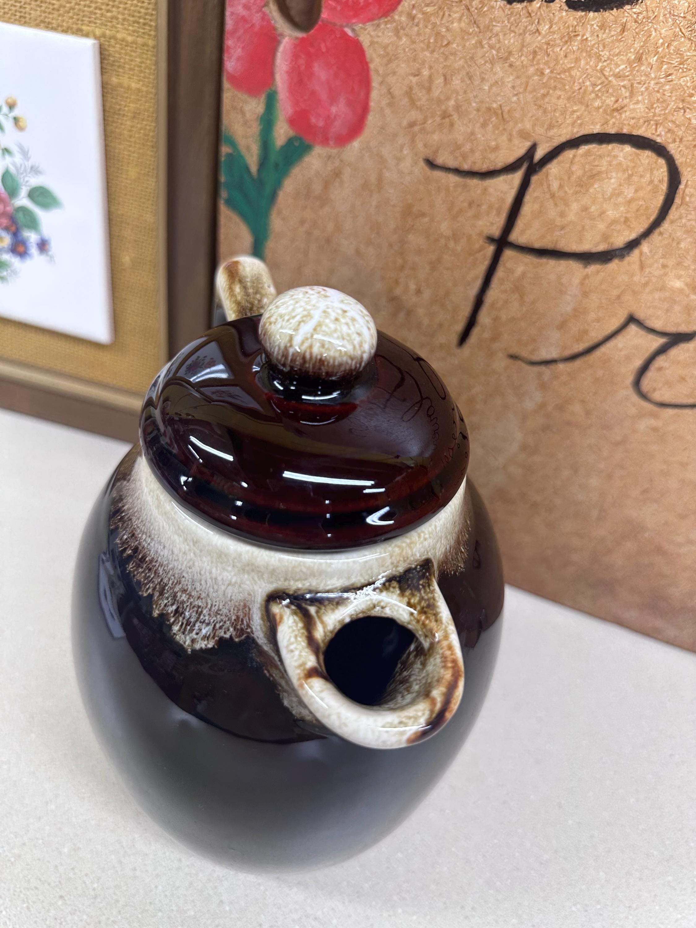 Vintage Kettle Tea Pot Brown Drip Pfaltzgraff USA Vintage Dishes