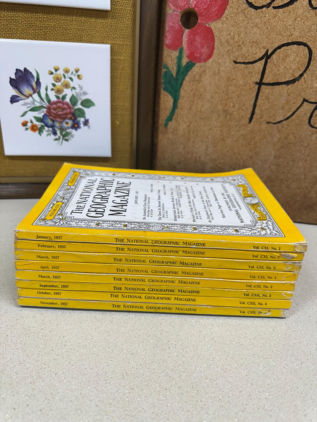 Vintage 1957 National Geographic Magazine Set: Ads, Articles, Photographs Set of 7