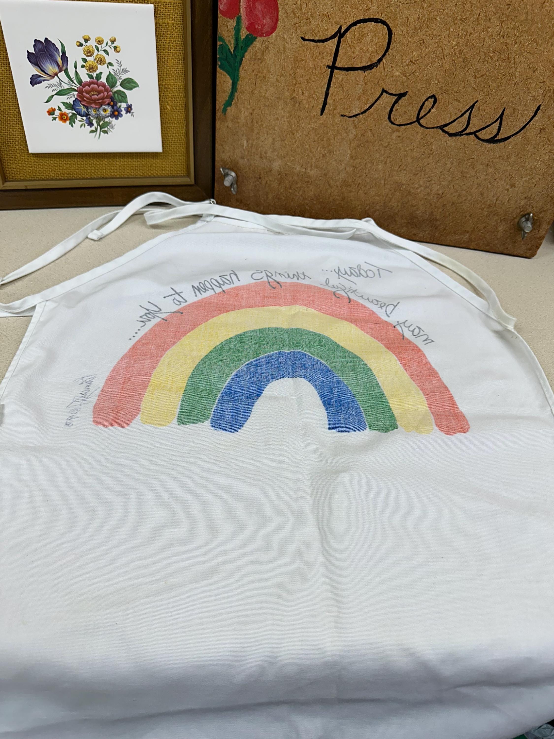 Vintage 1978 Rainbow Kitchen Apron - Adjustable Neck Strap