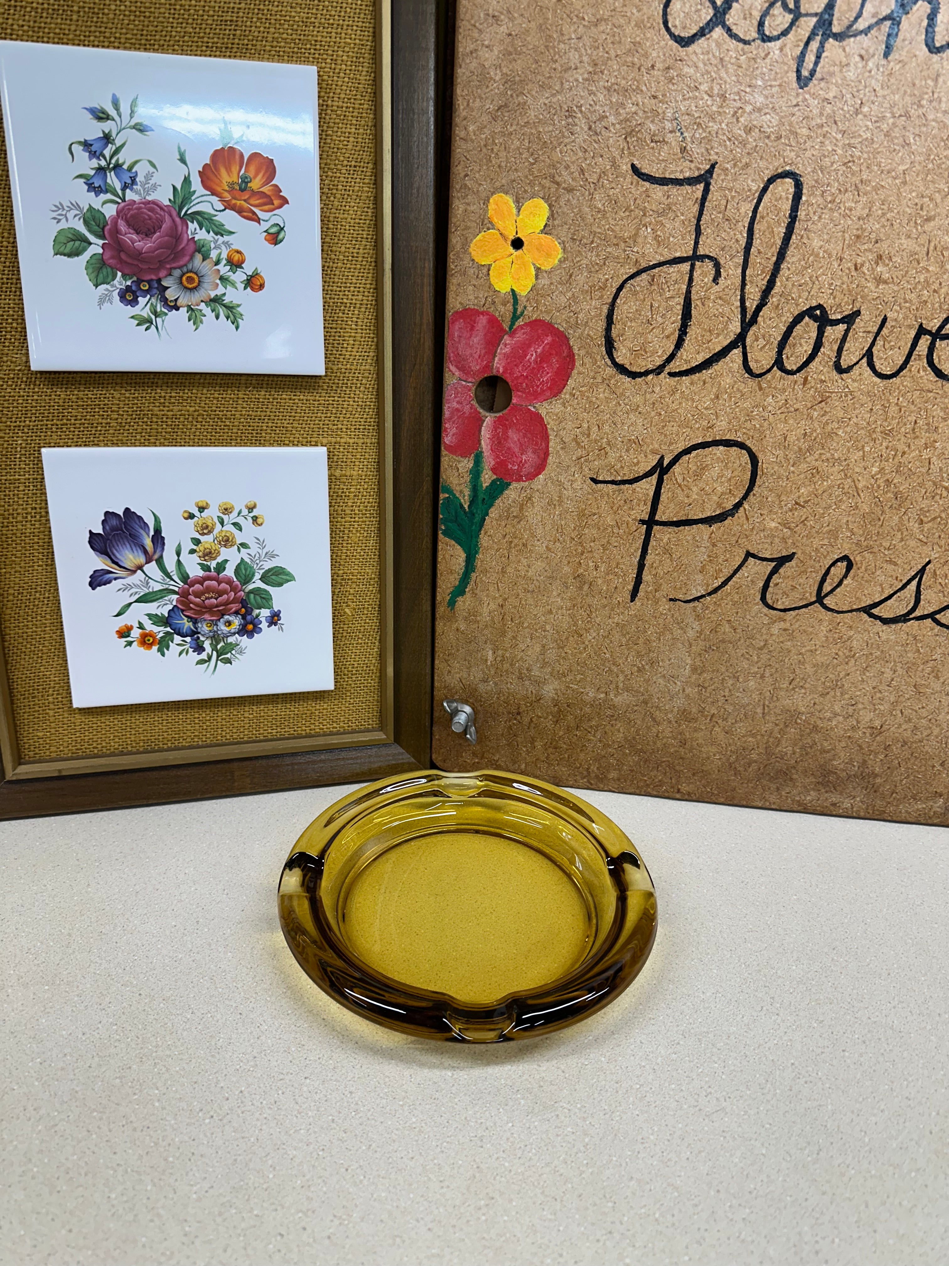 Vintage Amber Glass Ashtray