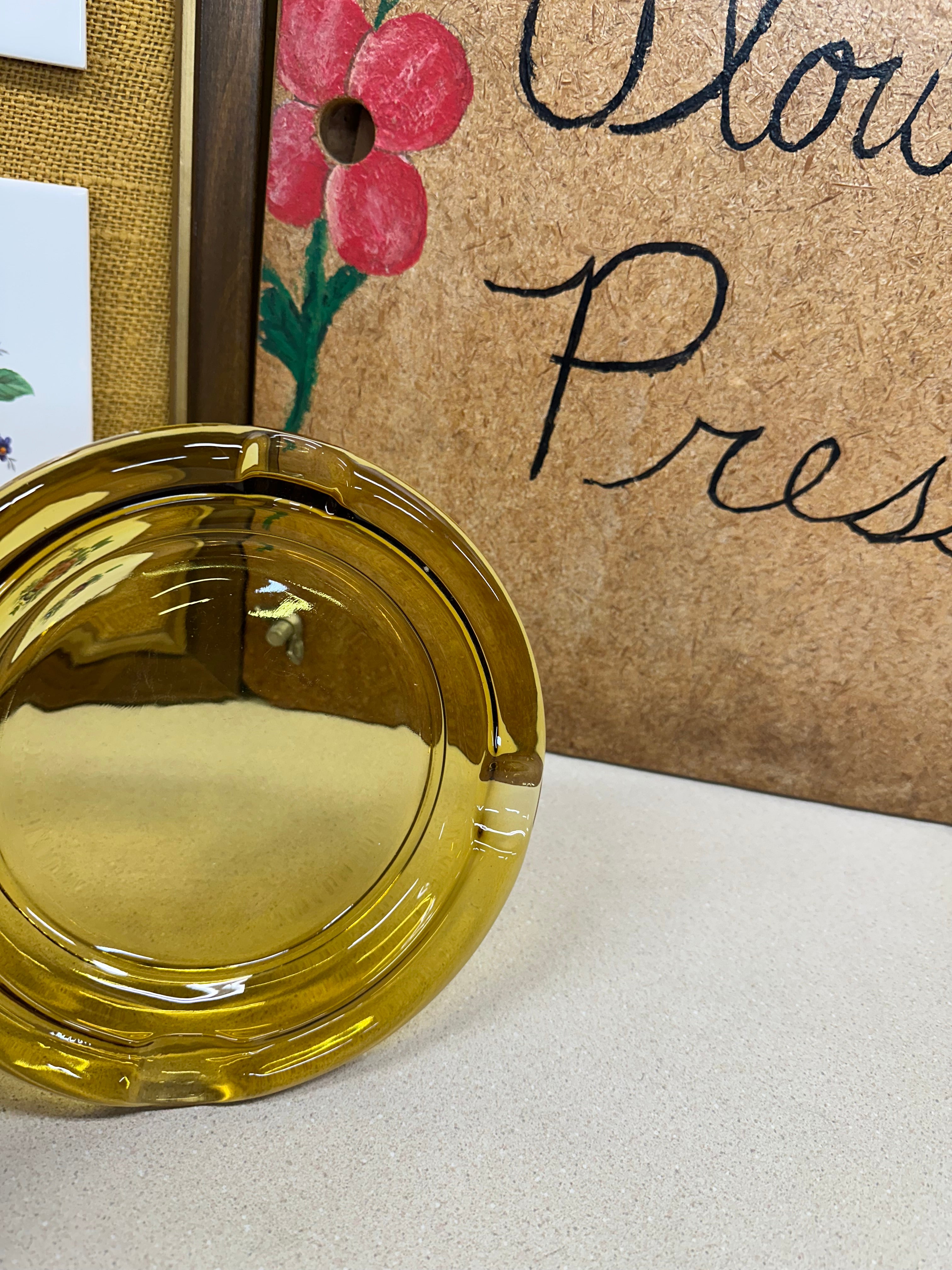 Vintage Amber Glass Ashtray