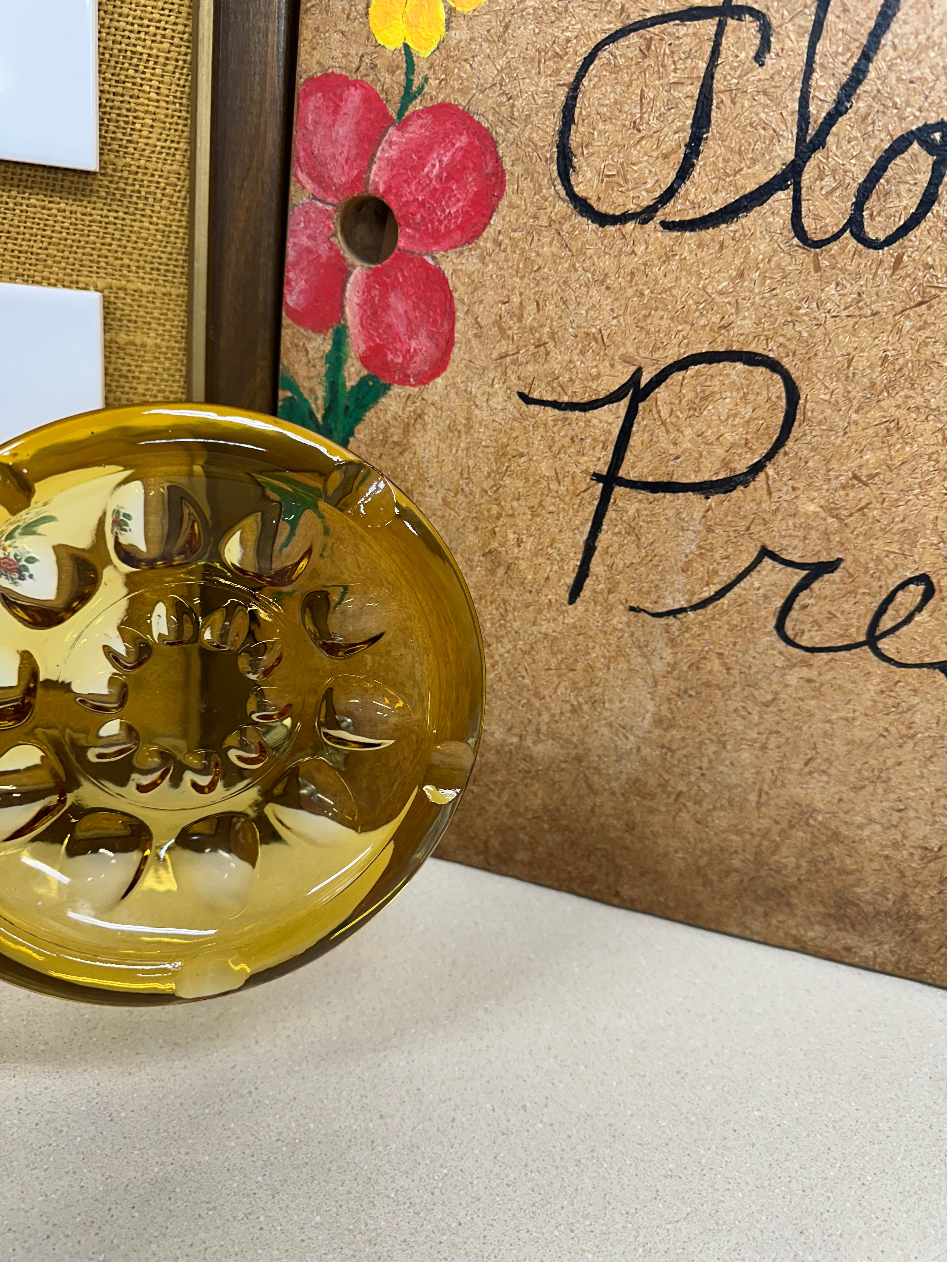 Vintage Amber Glass Ashtray