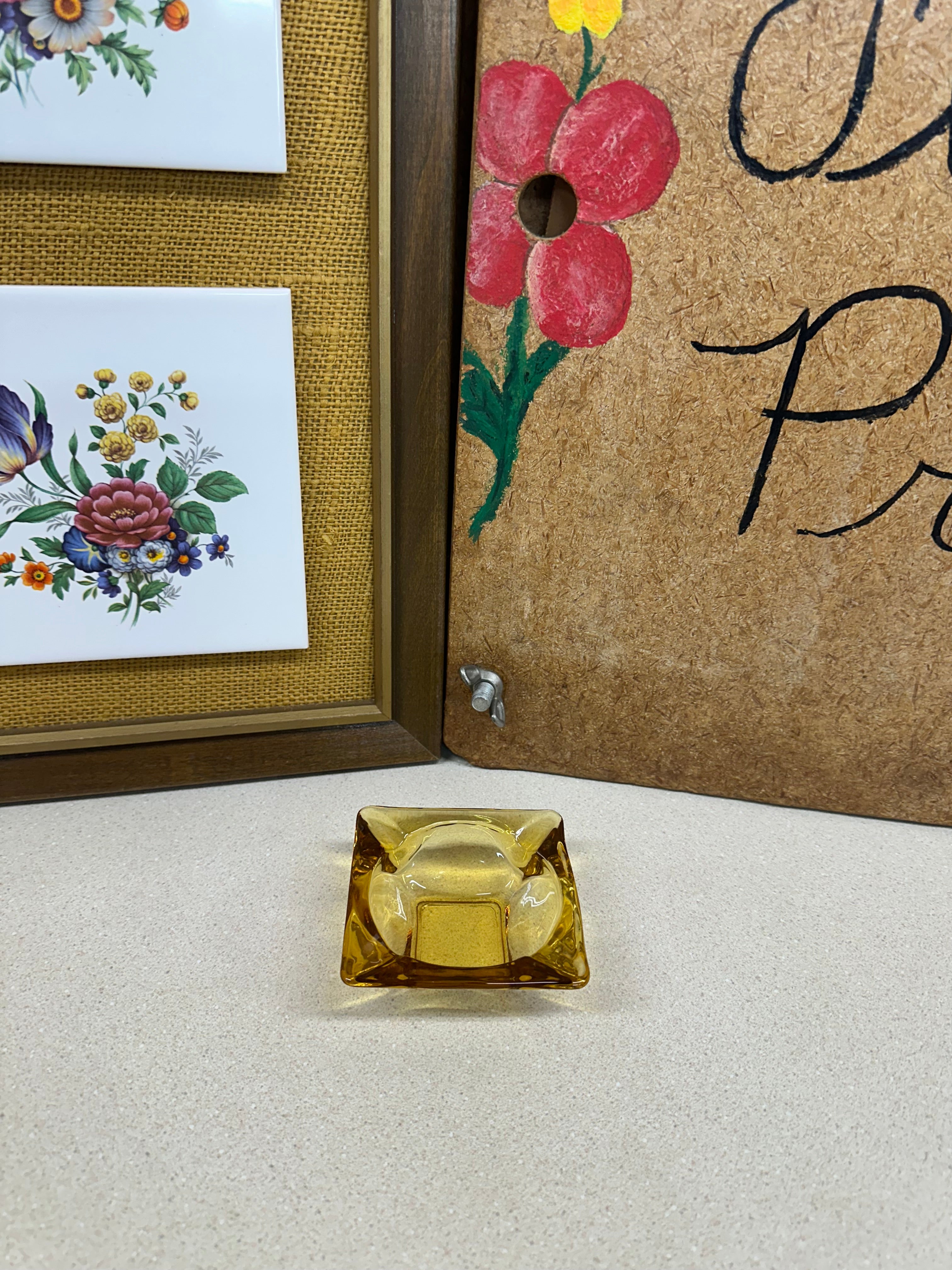 Vintage Amber Glass Ashtray