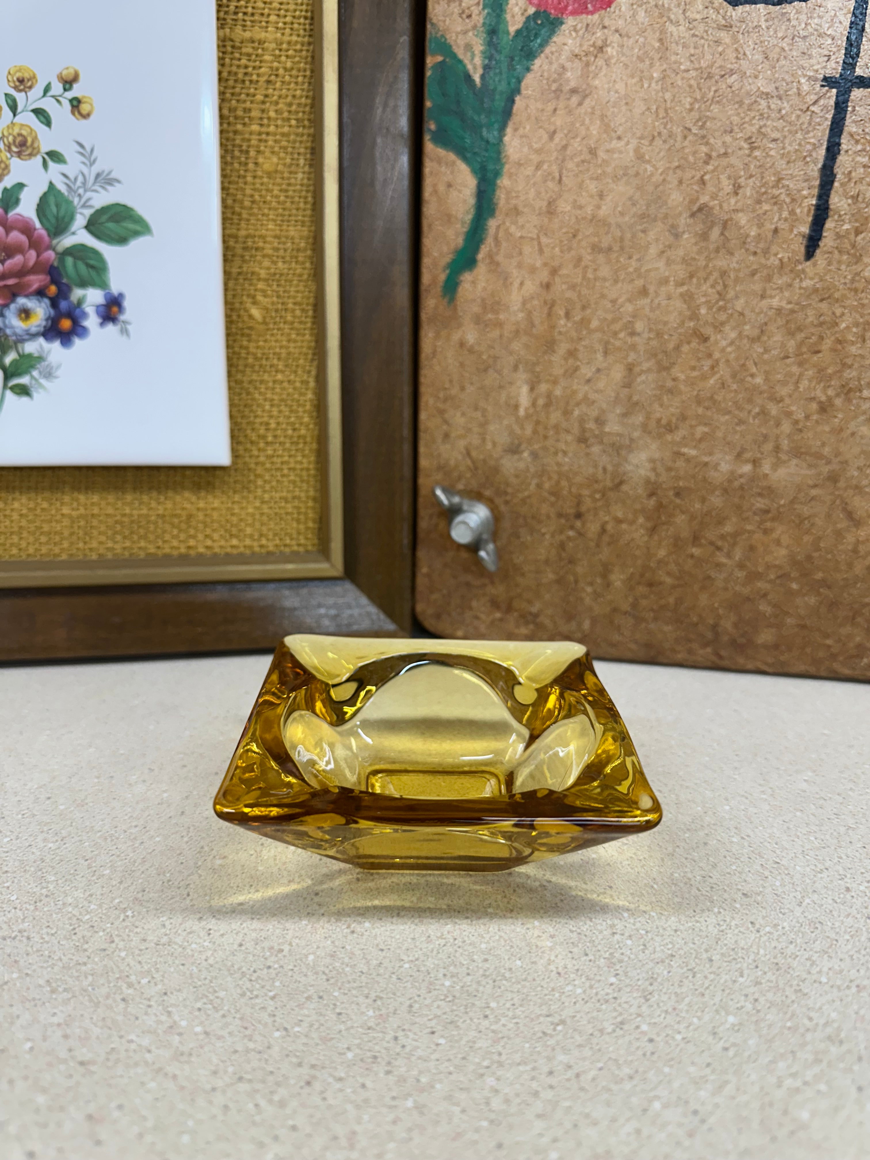 Vintage Amber Glass Ashtray