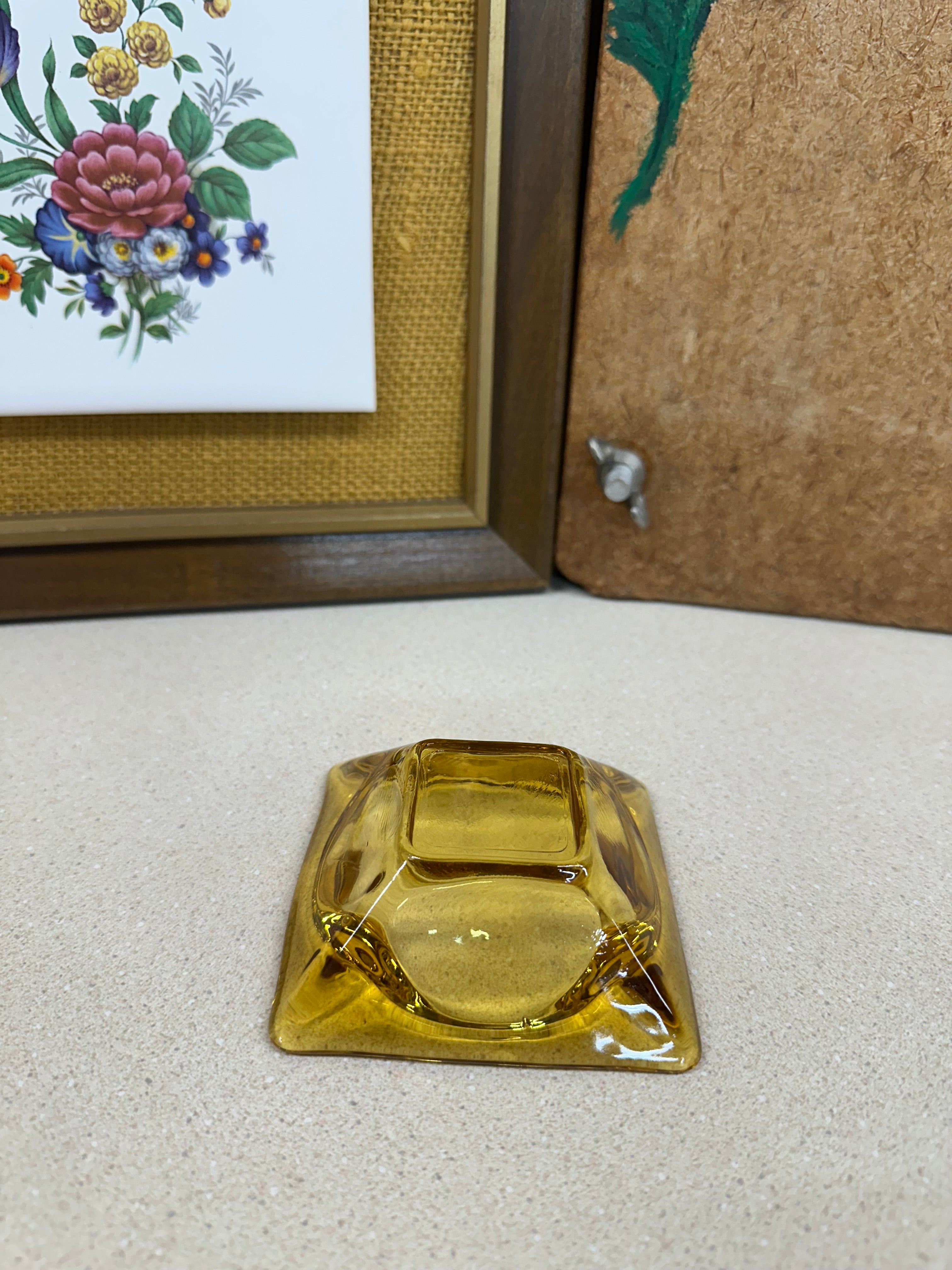 Vintage Amber Glass Ashtray