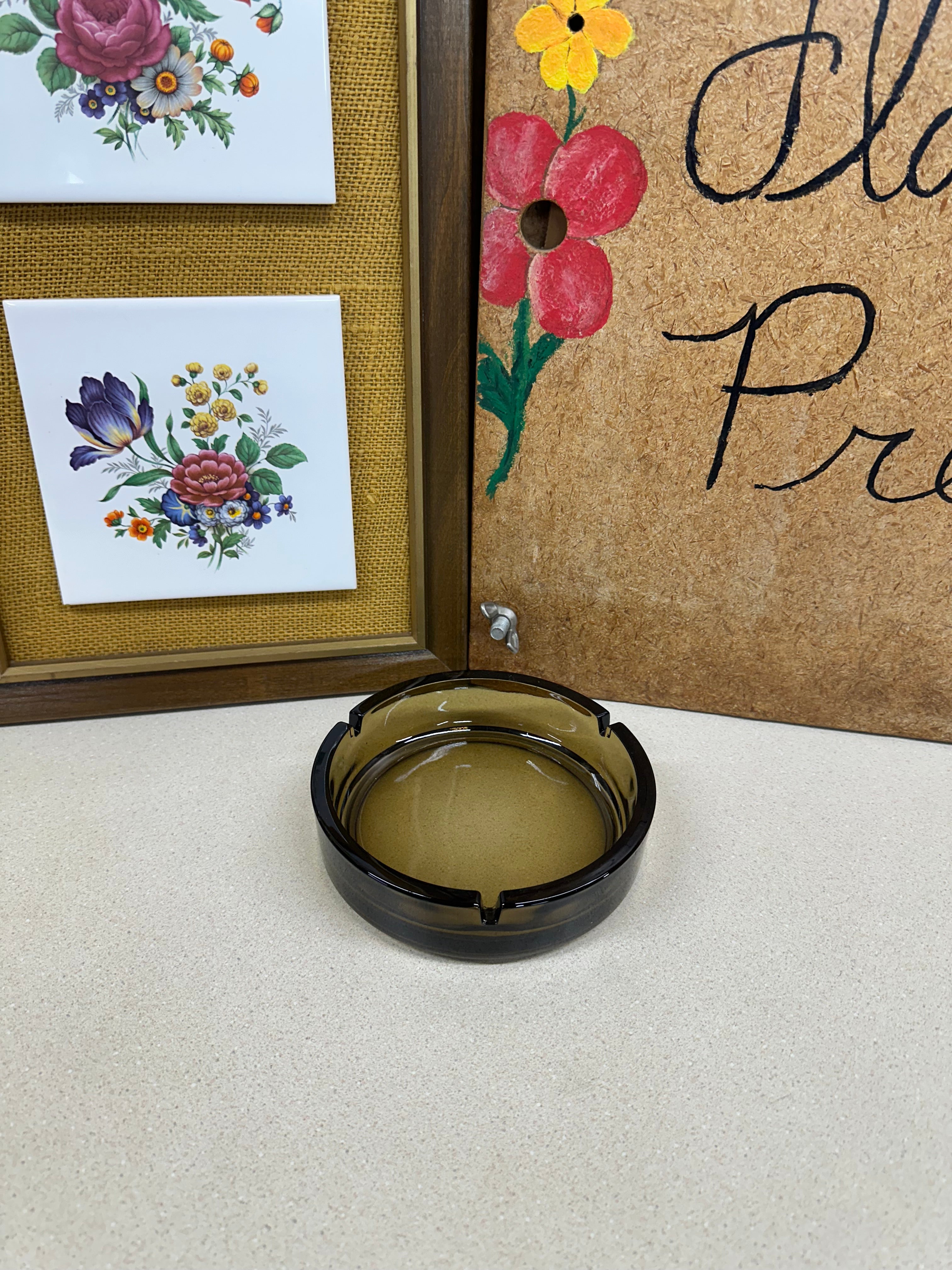 Vintage Brown Glass Ashtray