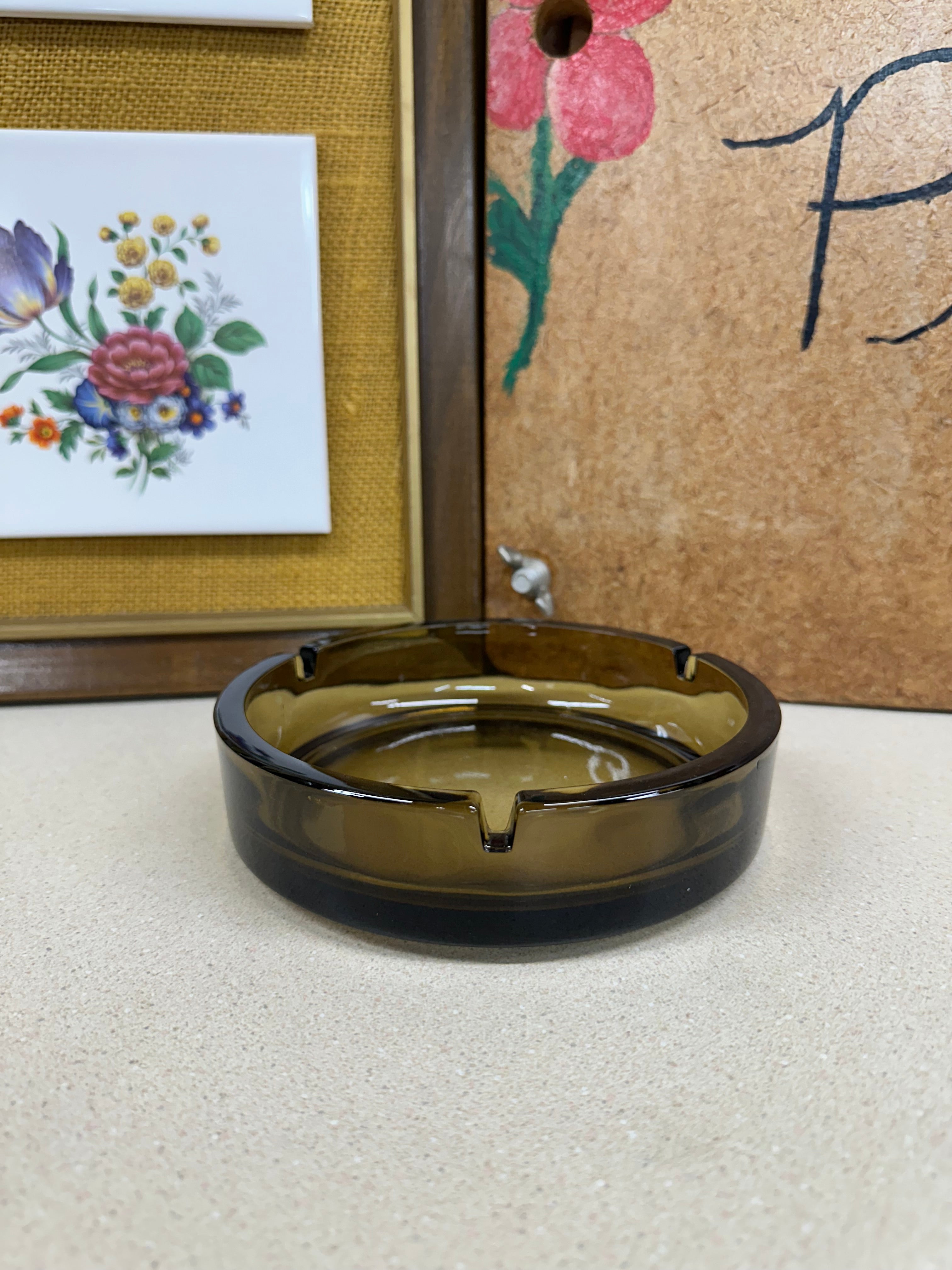 Vintage Brown Glass Ashtray