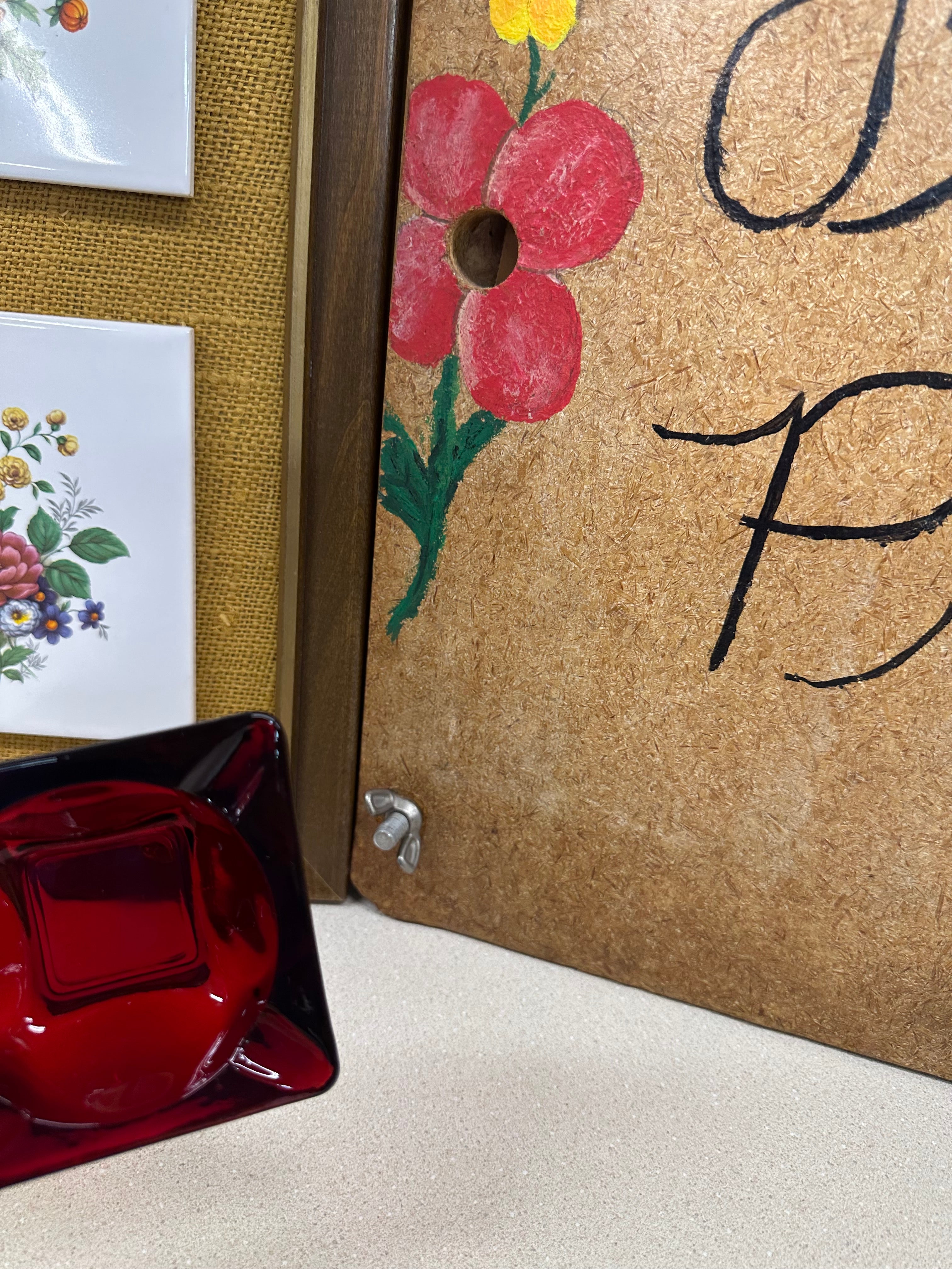 Vintage Glass Ashtray Red Small Square