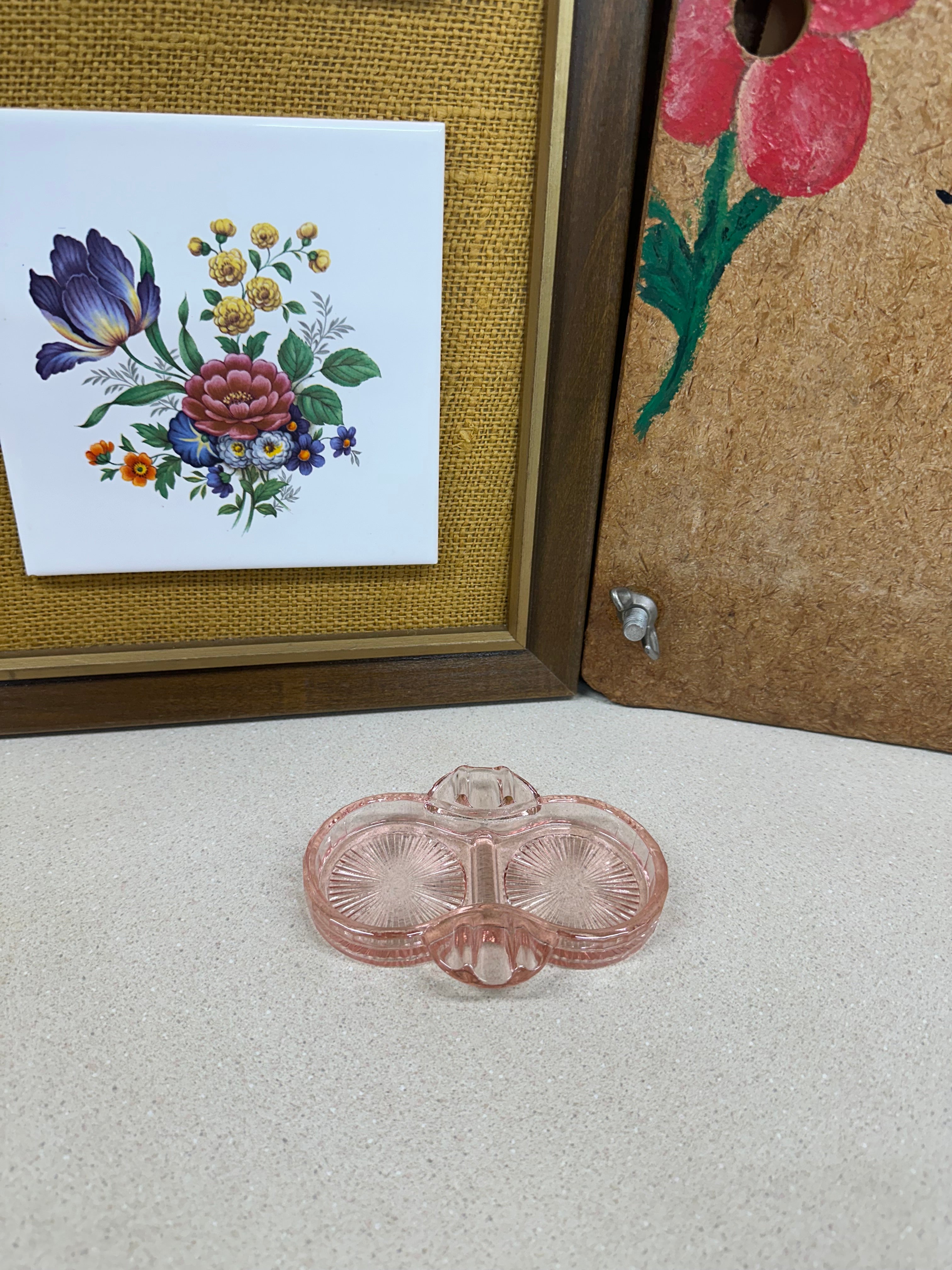 Vintage Glass Ashtray Pink