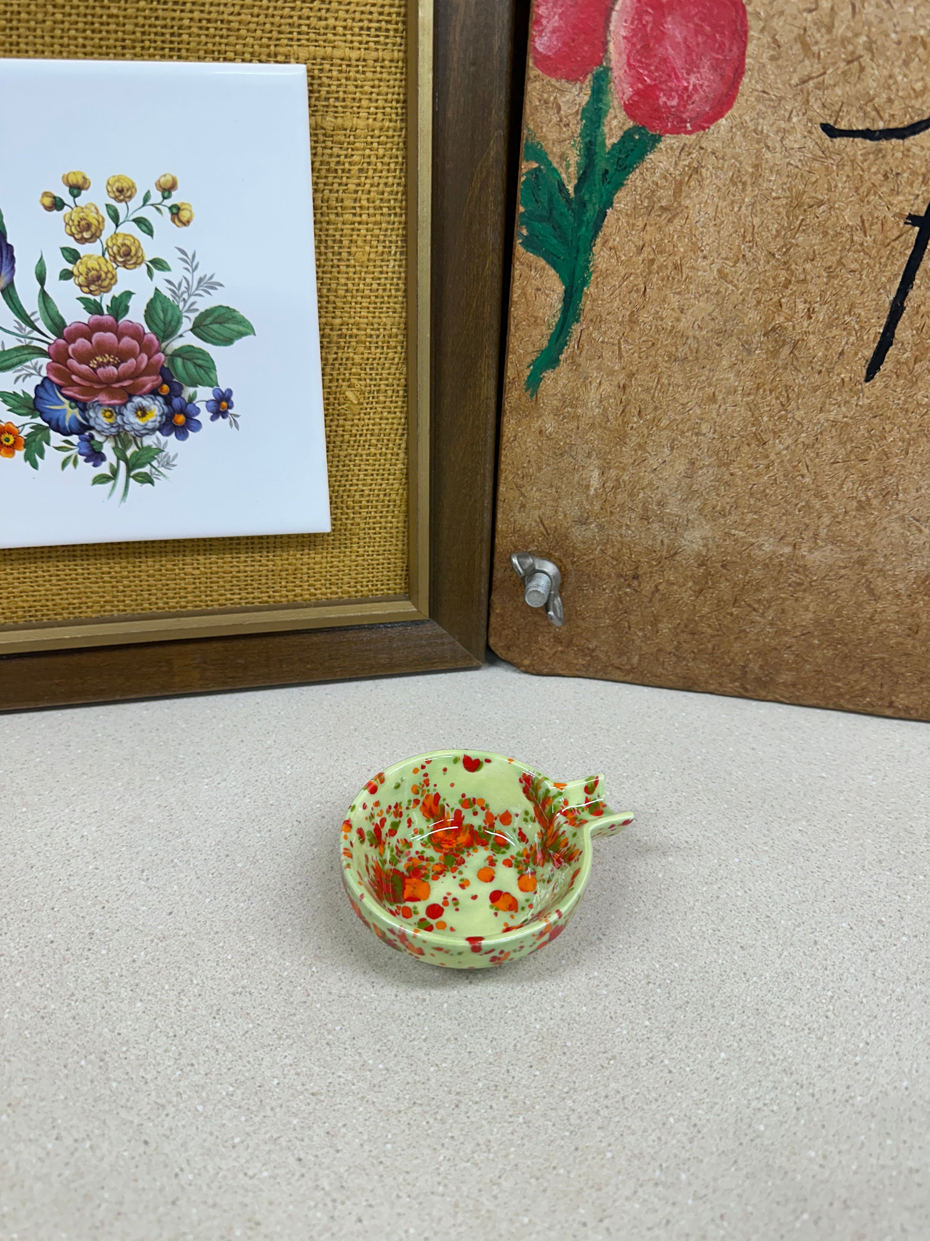 Vintage Glass Ashtray Speckled Retro